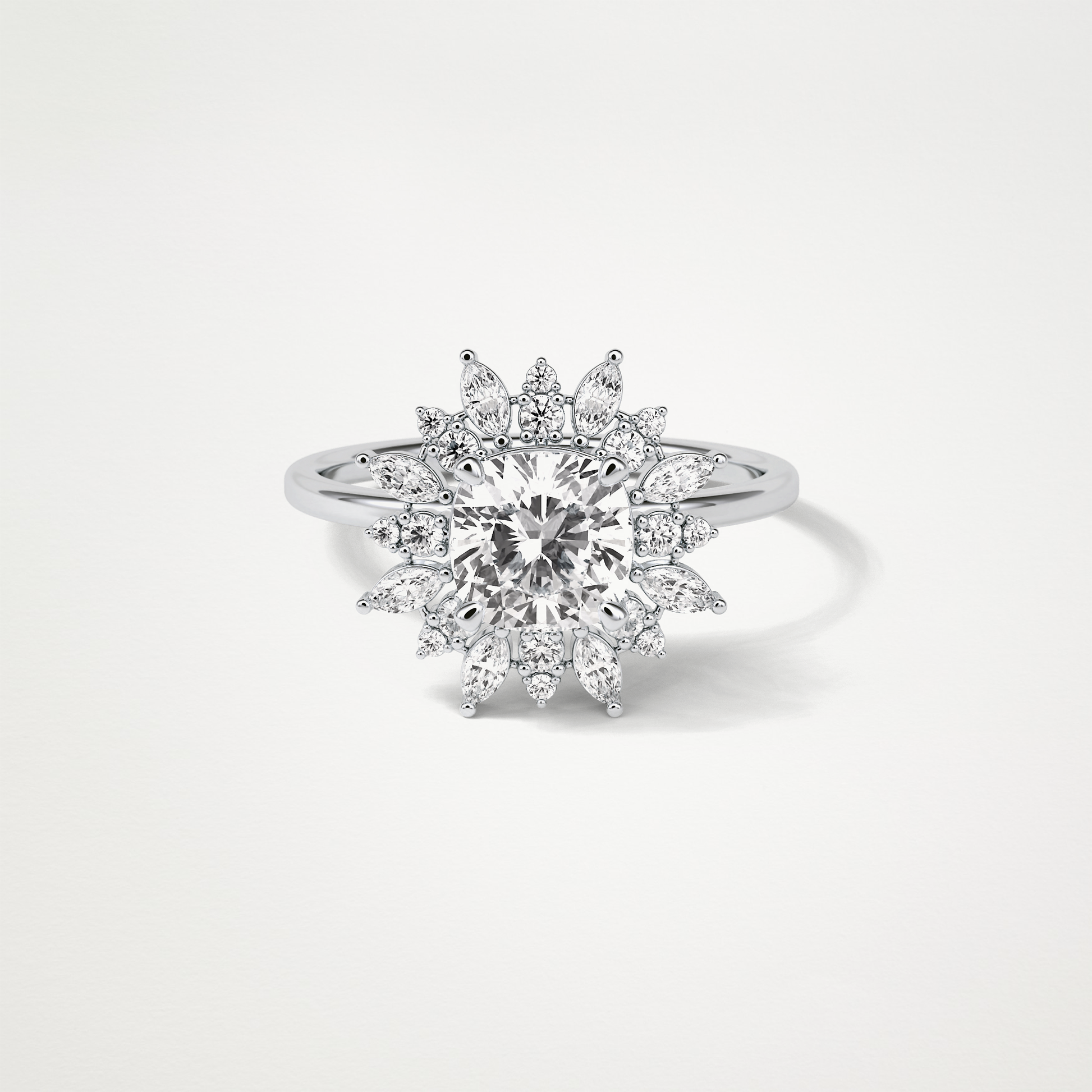 Cushion Cluster Engagement Ring – 1.21 CT Lab-Created Brilliance in 10K/14K/18K Gold