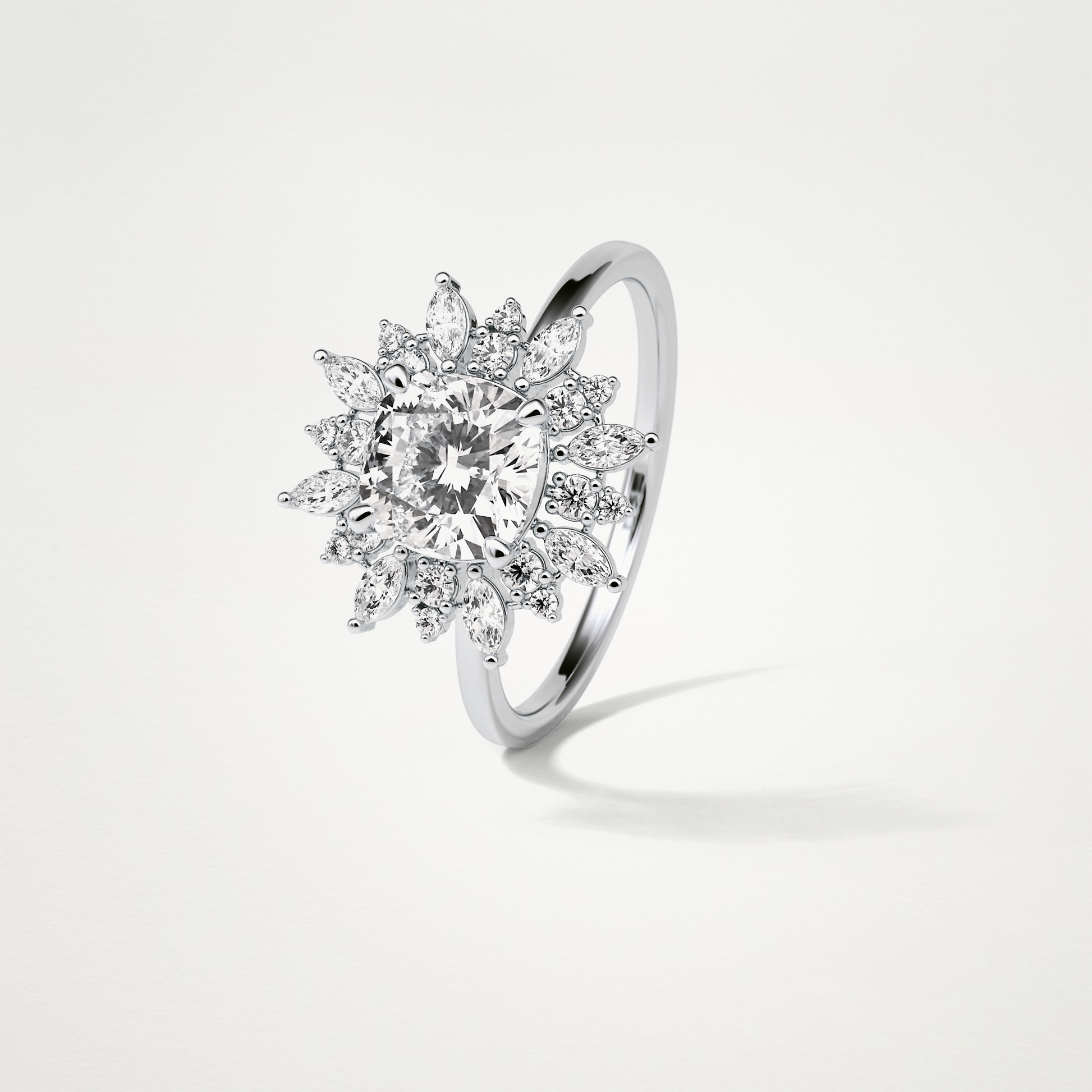 Cushion Cluster Engagement Ring – 1.21 CT Lab-Created Brilliance in 10K/14K/18K Gold