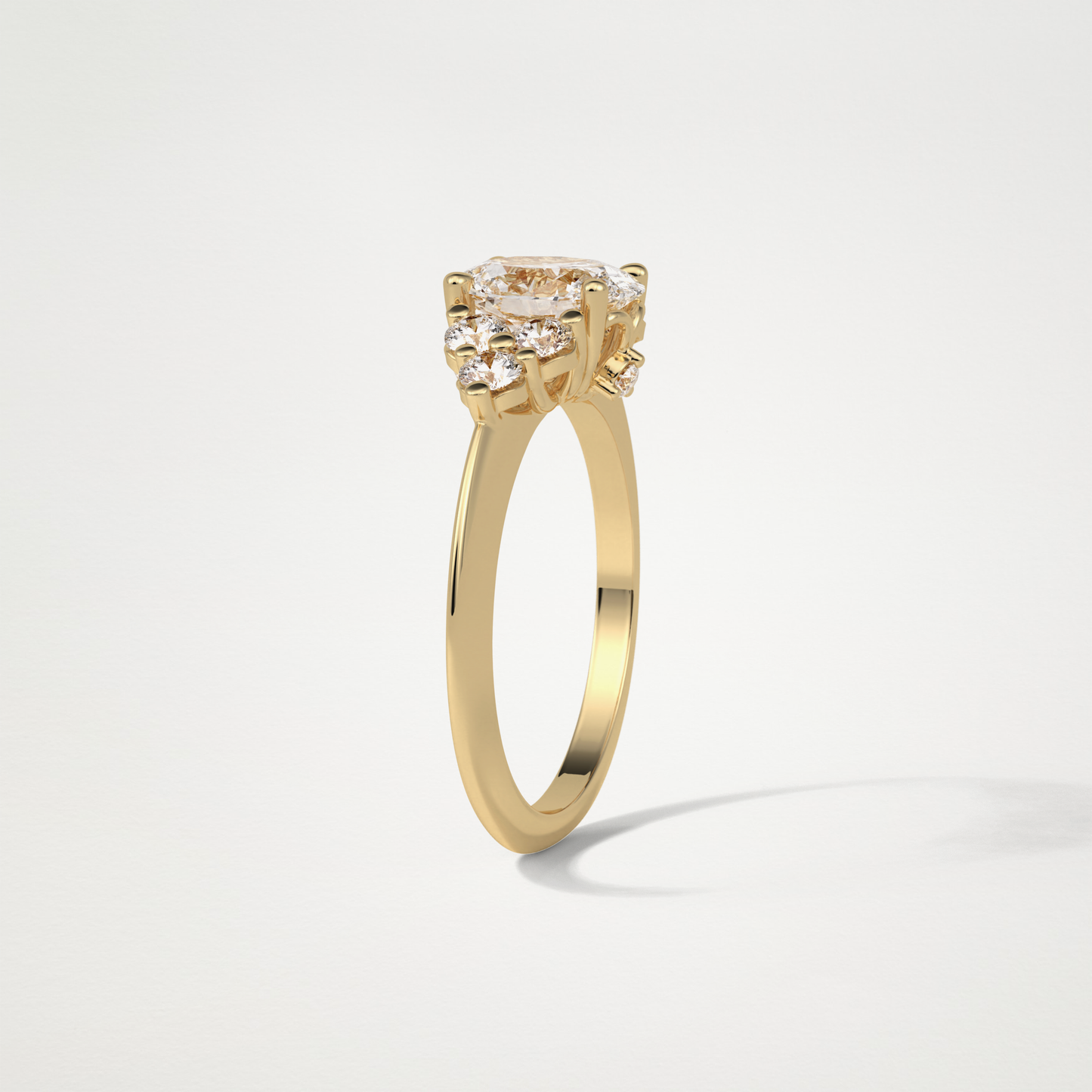Oval Cluster Engagement Ring – 1.33 CT Lab-Created Brilliance in 10K/14K/18K Gold