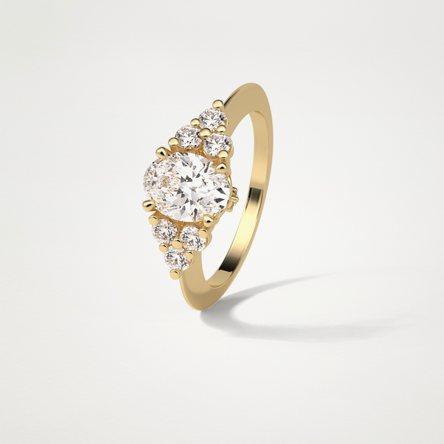 Oval Cluster Engagement Ring – 1.33 CT Lab-Created Brilliance in 10K/14K/18K Gold