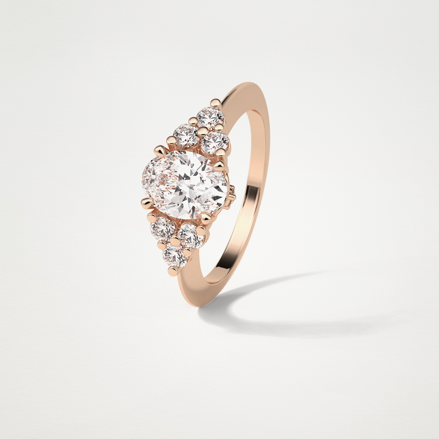 Oval Cluster Engagement Ring – 1.33 CT Lab-Created Brilliance in 10K/14K/18K Gold