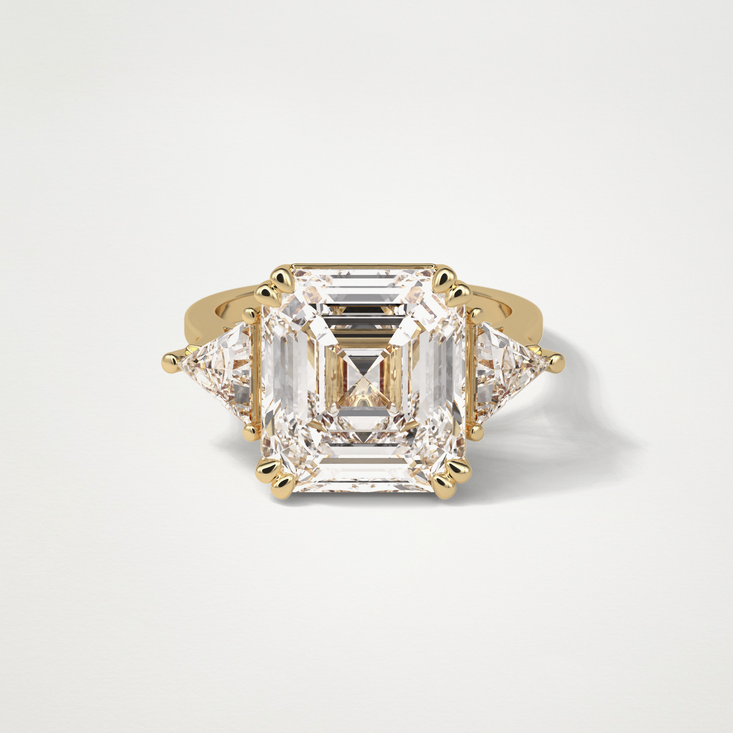 Asscher 3 Stone Engagement Ring – 6.34 CT Lab-Created Brilliance in 10K/14K/18K Gold