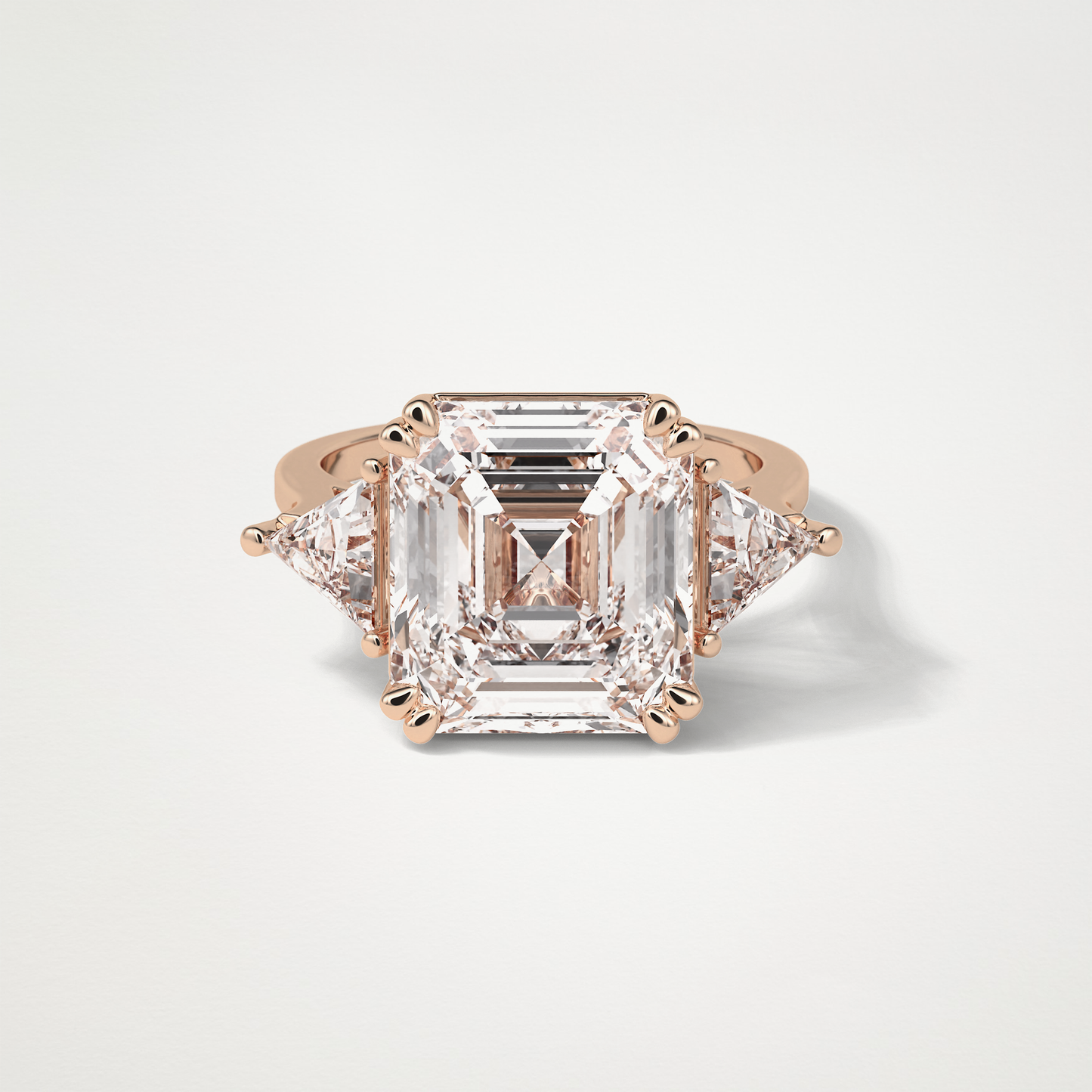 Asscher 3 Stone Engagement Ring – 6.34 CT Lab-Created Brilliance in 10K/14K/18K Gold