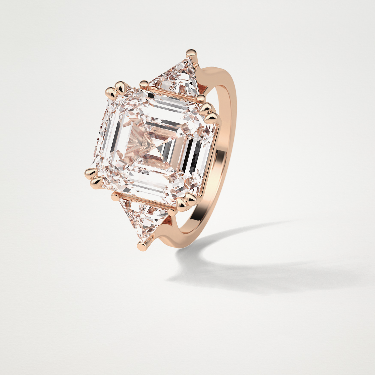 Asscher 3 Stone Engagement Ring – 6.34 CT Lab-Created Brilliance in 10K/14K/18K Gold