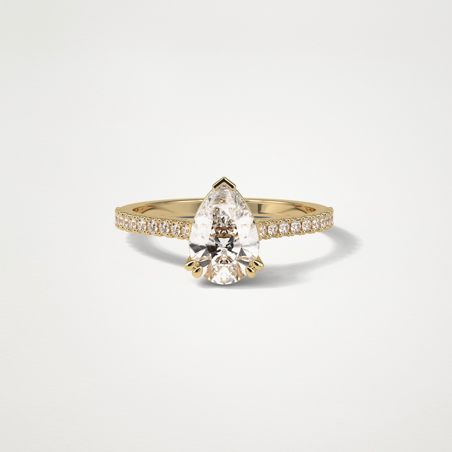 Pear Pave Engagement Ring – 1.33 CT Lab-Created Brilliance in 10K/14K/18K Gold