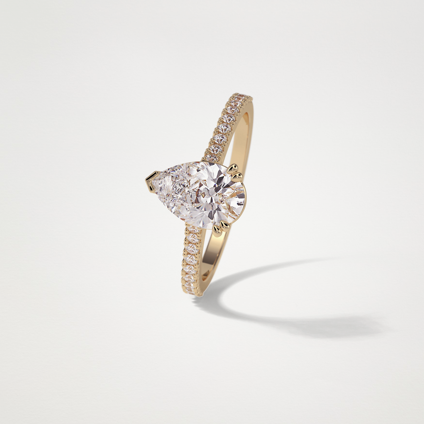 Pear Pave Engagement Ring – 1.33 CT Lab-Created Brilliance in 10K/14K/18K Gold