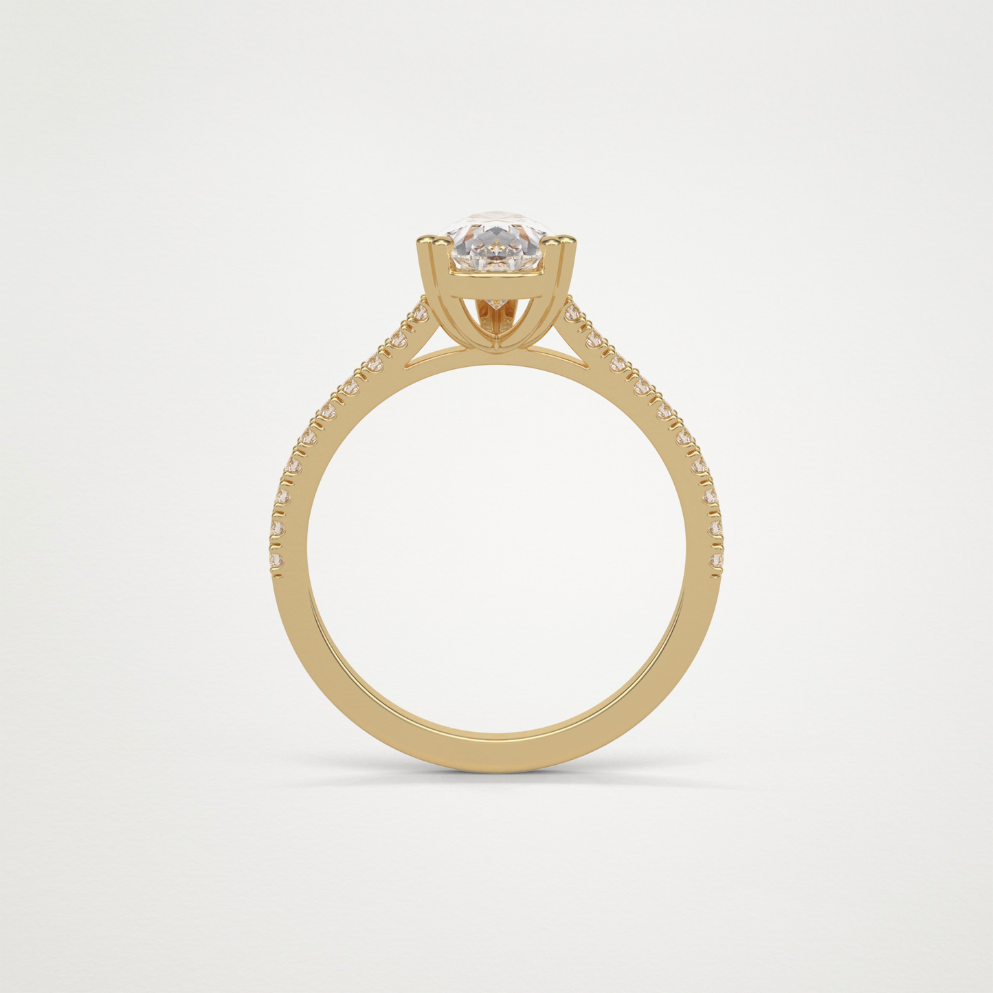 Pear Pave Engagement Ring – 1.33 CT Lab-Created Brilliance in 10K/14K/18K Gold