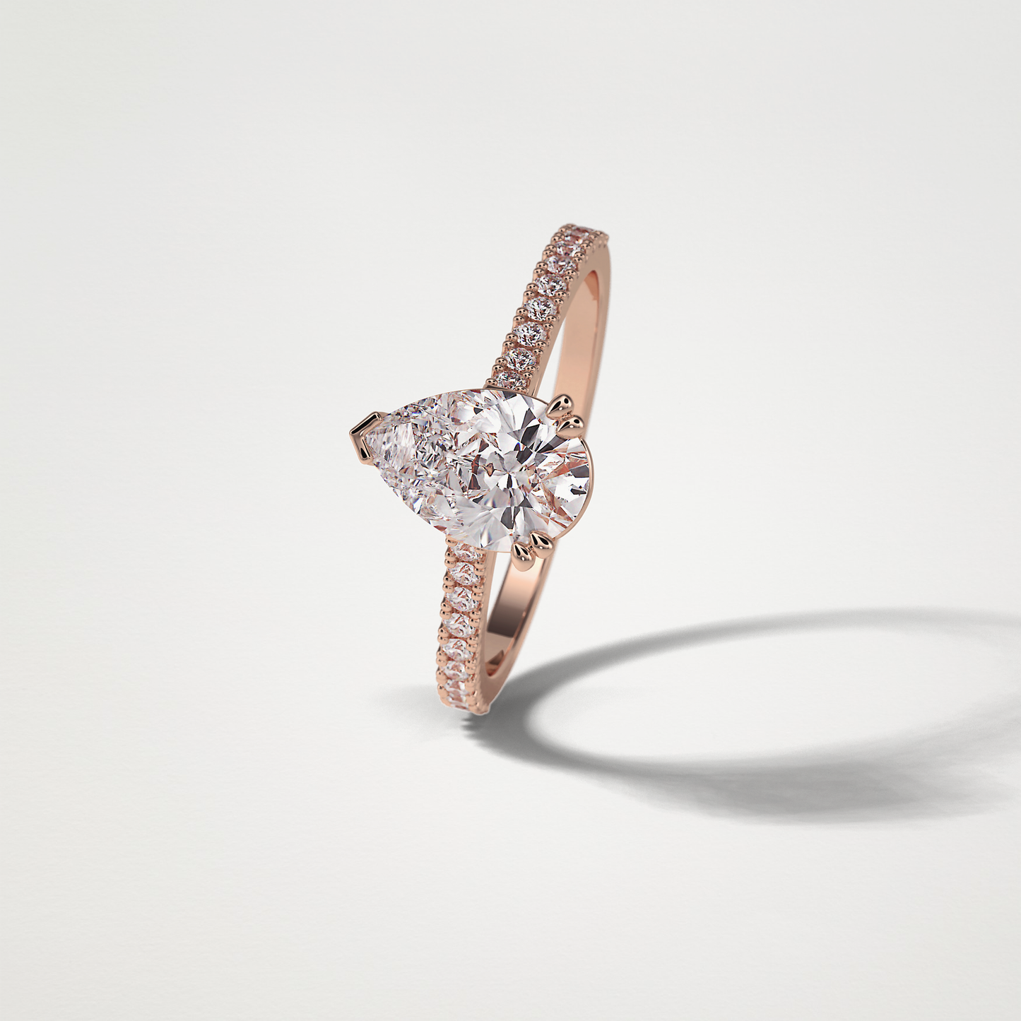Pear Pave Engagement Ring – 1.33 CT Lab-Created Brilliance in 10K/14K/18K Gold