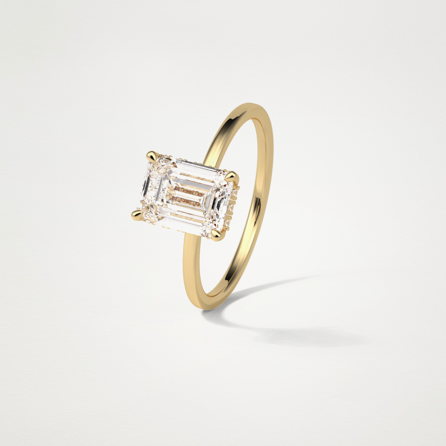 Emerald Hidden Halo Engagement Ring – 1.33 CT Lab-Created Brilliance in 10K/14K/18K Gold