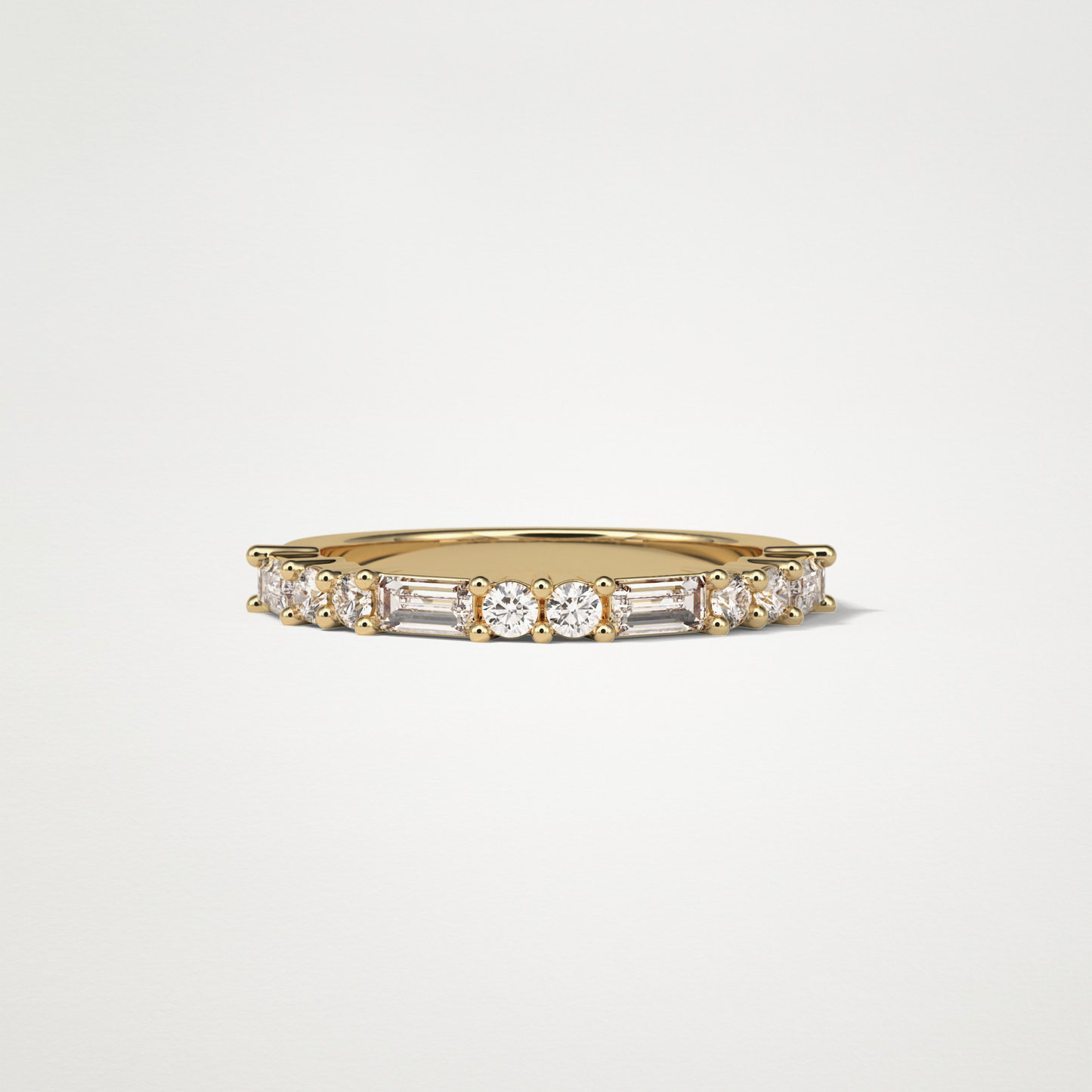 0.64 TCW Baguette and Round Half Eternity Wedding Band – Solid Gold Elegant and Timeless Design