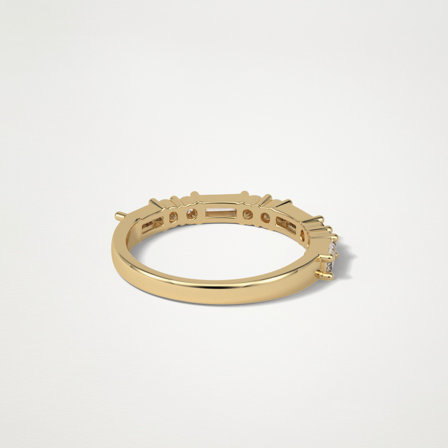 0.64 TCW Baguette and Round Half Eternity Wedding Band – Solid Gold Elegant and Timeless Design
