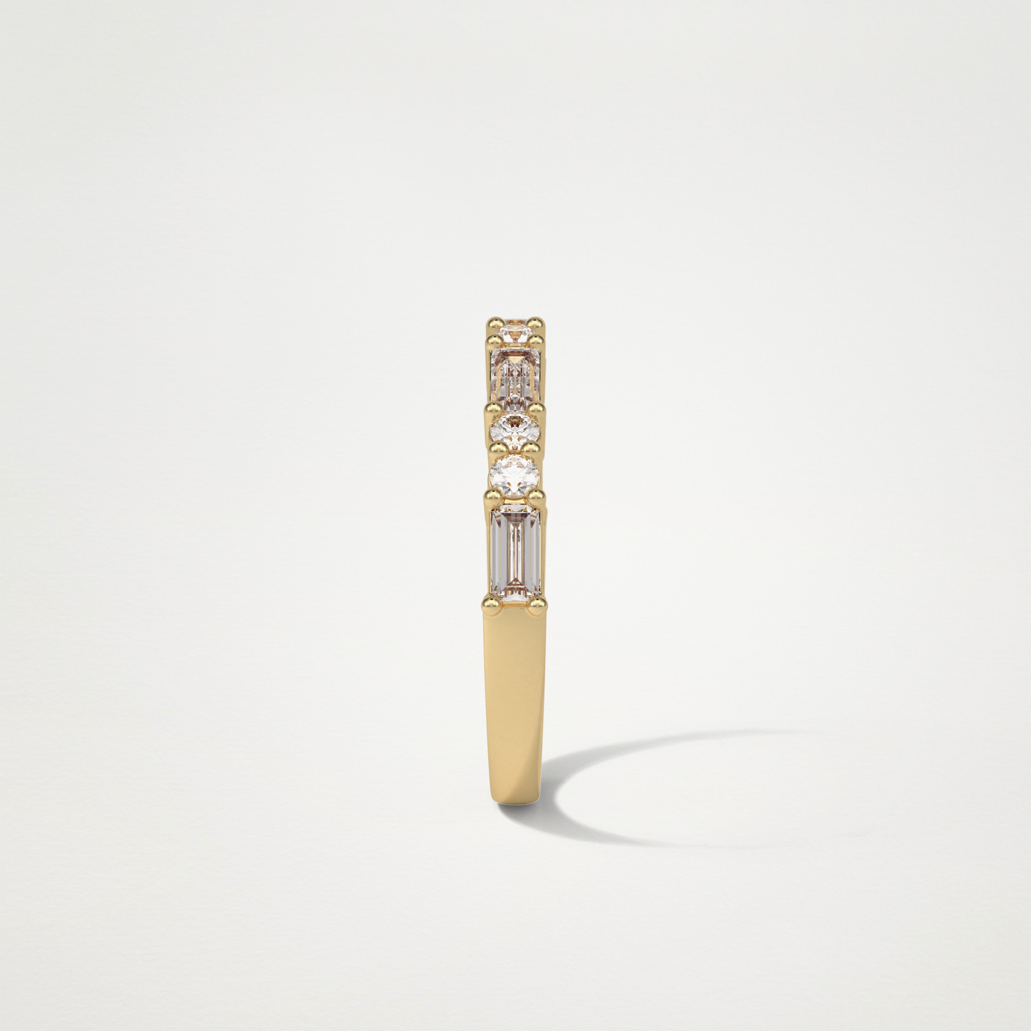 0.64 TCW Baguette and Round Half Eternity Wedding Band – Solid Gold Elegant and Timeless Design