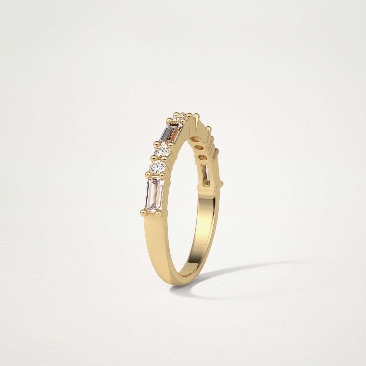 0.64 TCW Baguette and Round Half Eternity Wedding Band – Solid Gold Elegant and Timeless Design