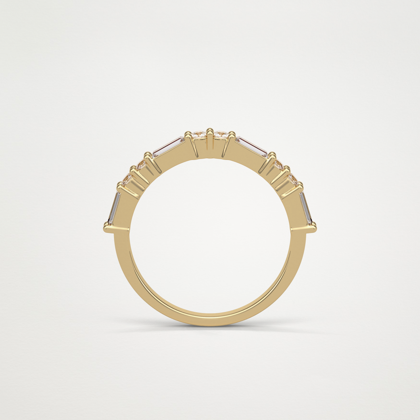 0.64 TCW Baguette and Round Half Eternity Wedding Band – Solid Gold Elegant and Timeless Design