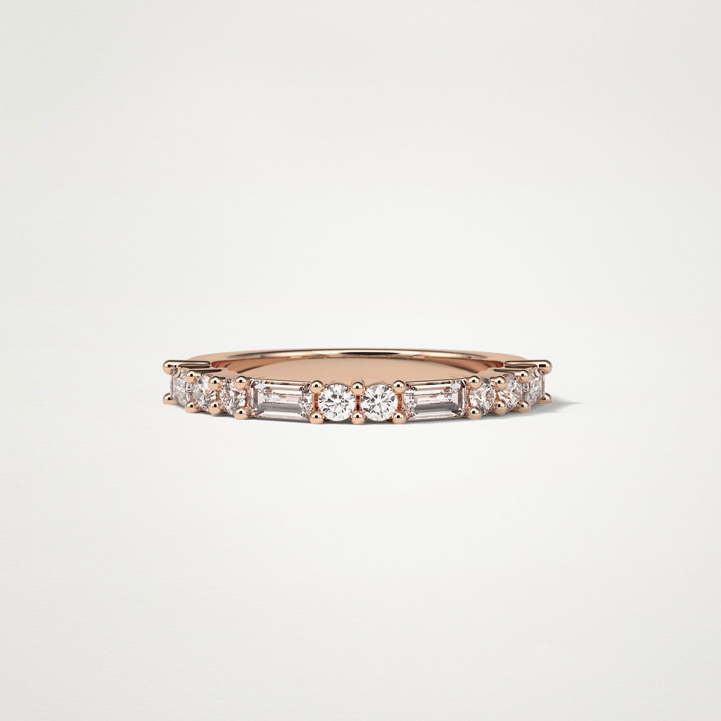 0.64 TCW Baguette and Round Half Eternity Wedding Band – Solid Gold Elegant and Timeless Design