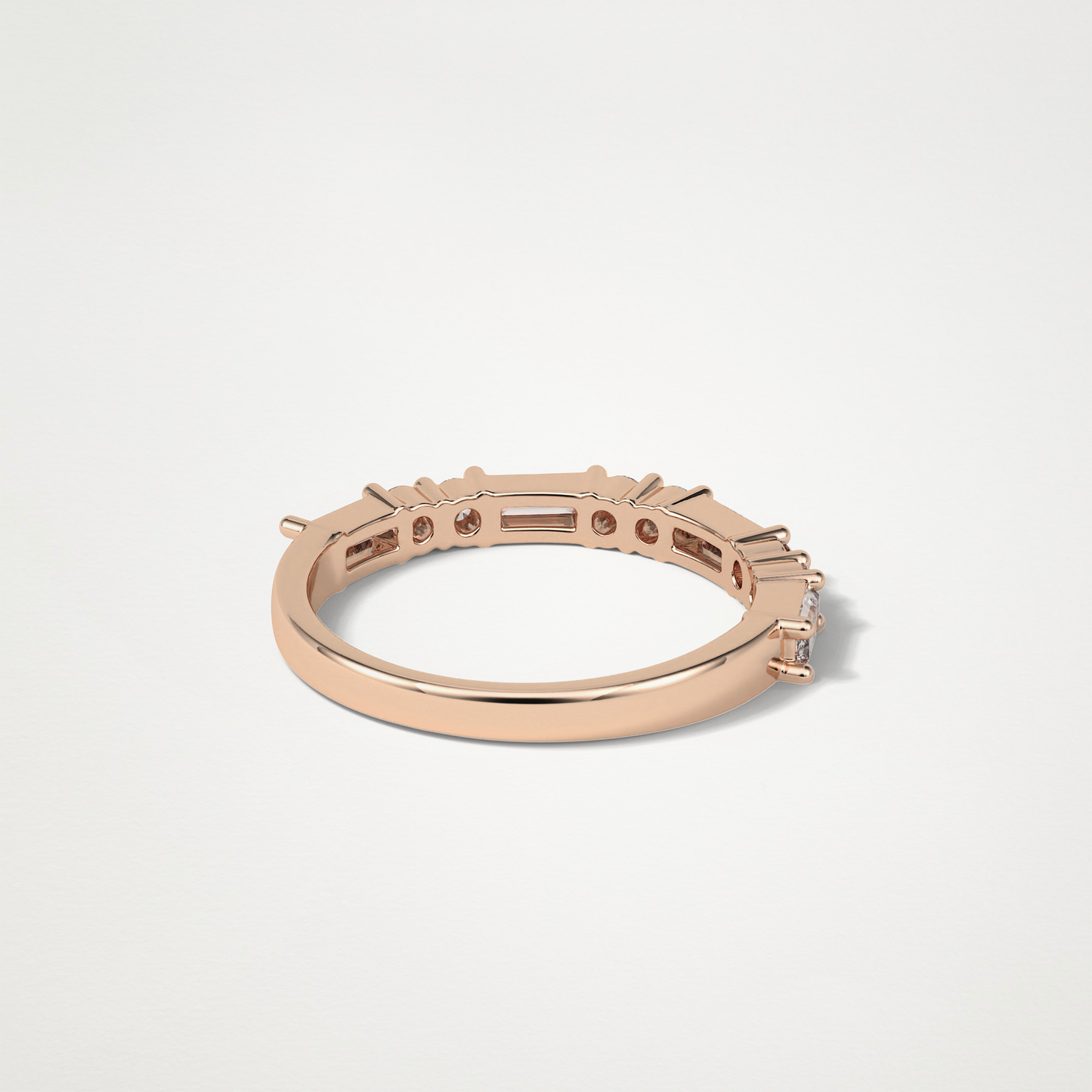 0.64 TCW Baguette and Round Half Eternity Wedding Band – Solid Gold Elegant and Timeless Design