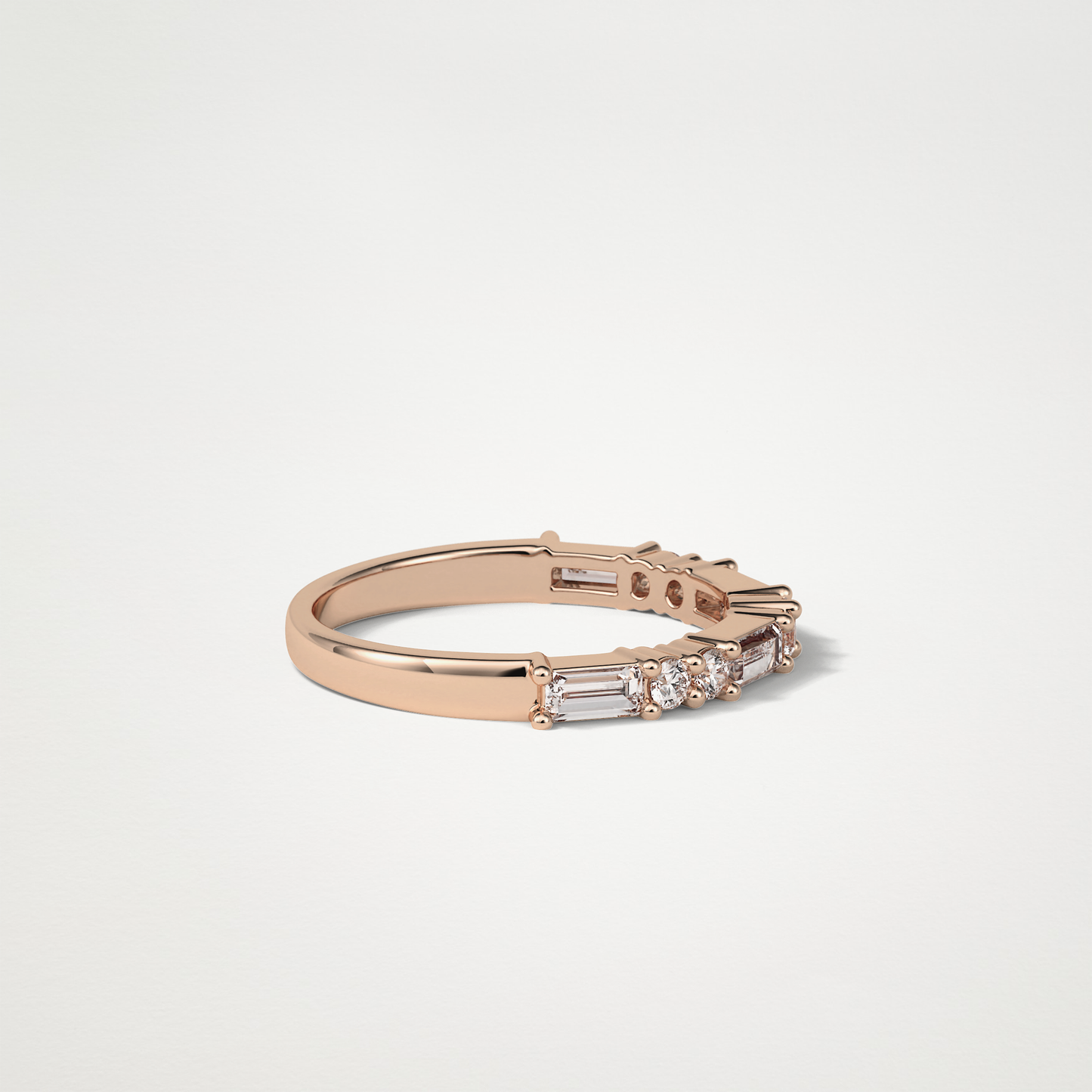 0.64 TCW Baguette and Round Half Eternity Wedding Band – Solid Gold Elegant and Timeless Design