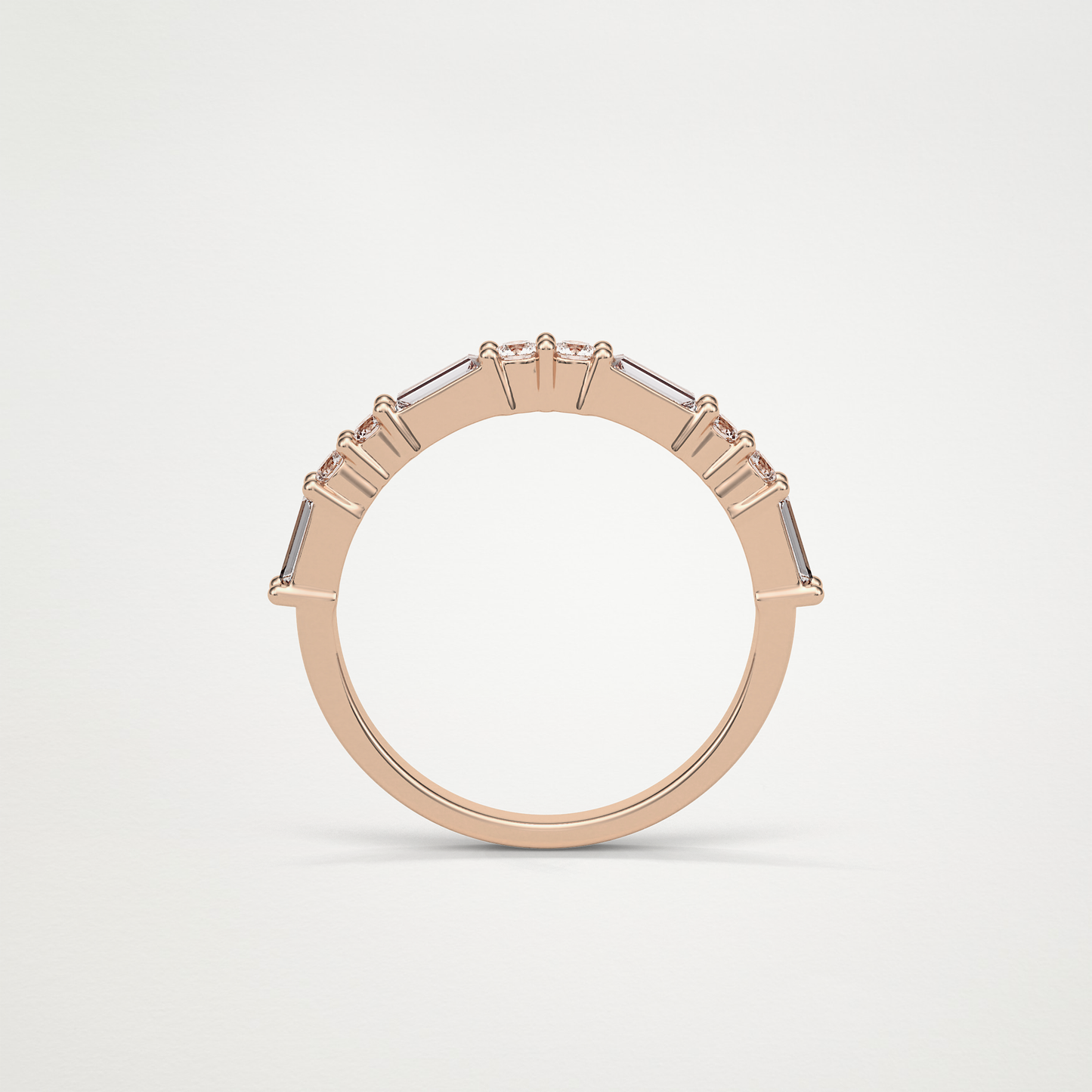 0.64 TCW Baguette and Round Half Eternity Wedding Band – Solid Gold Elegant and Timeless Design