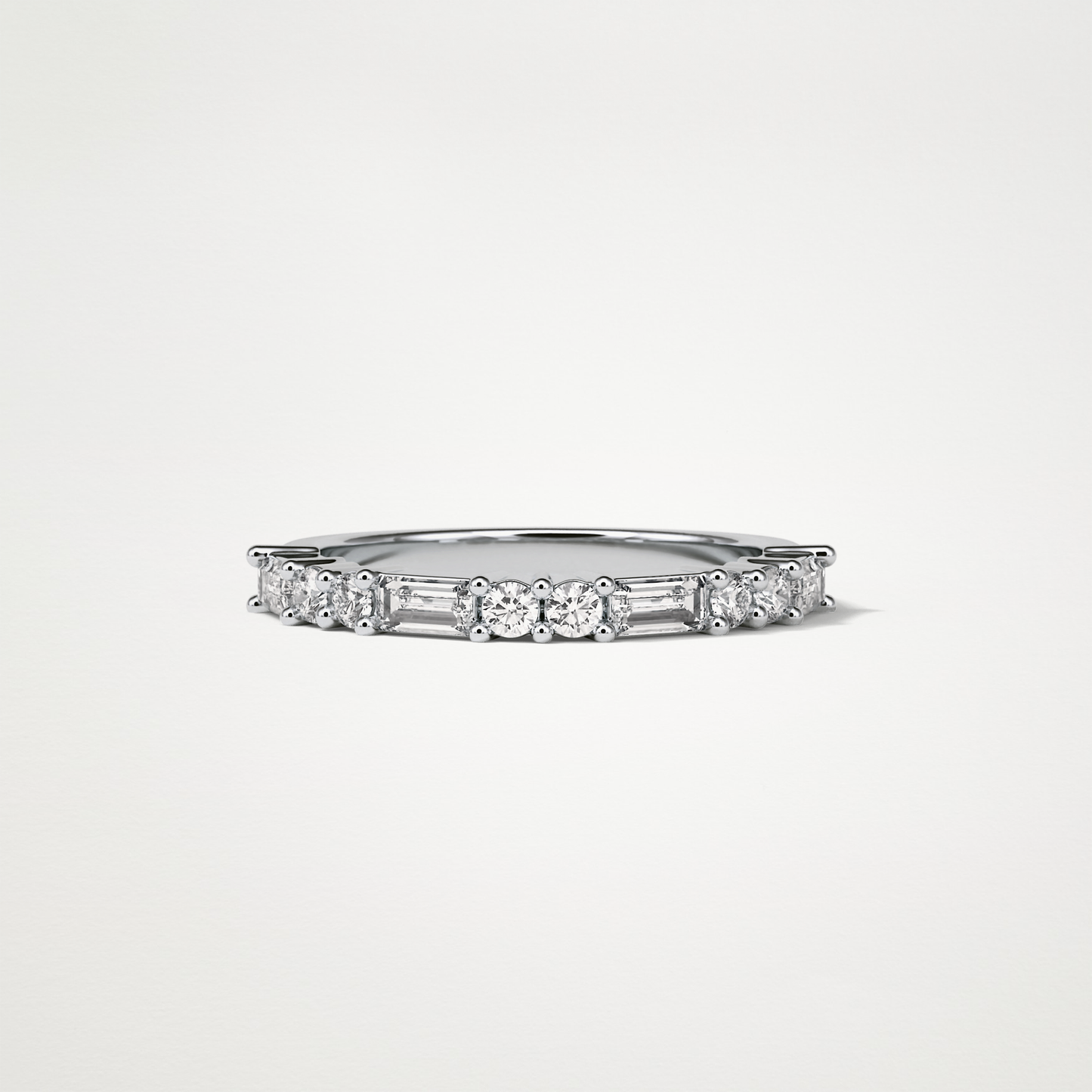 0.64 TCW Baguette and Round Half Eternity Wedding Band – Solid Gold Elegant and Timeless Design