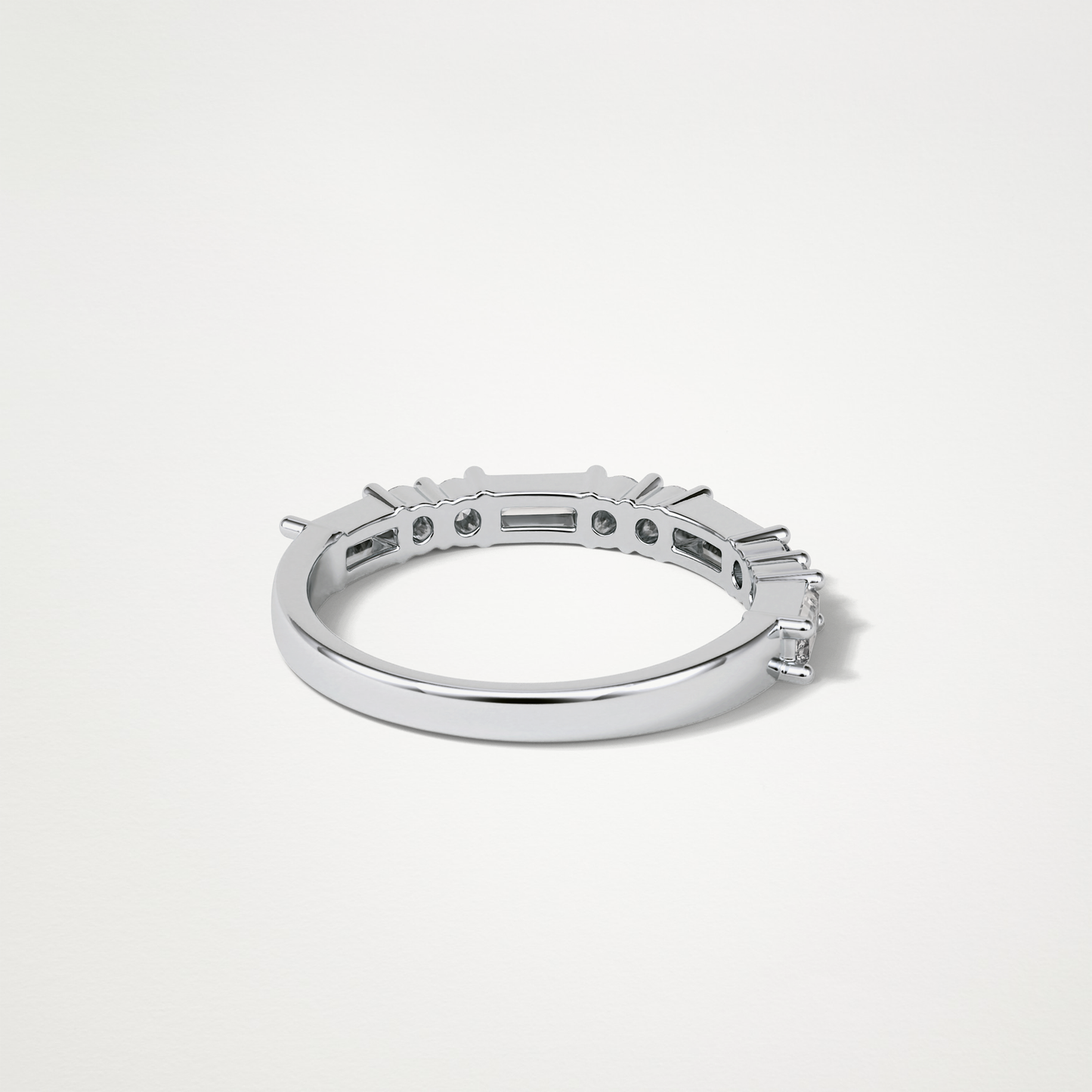 0.64 TCW Baguette and Round Half Eternity Wedding Band – Solid Gold Elegant and Timeless Design