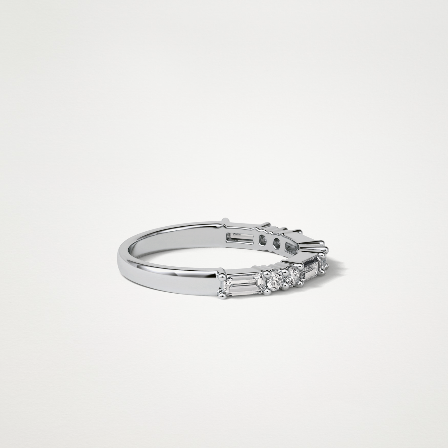 0.64 TCW Baguette and Round Half Eternity Wedding Band – Solid Gold Elegant and Timeless Design