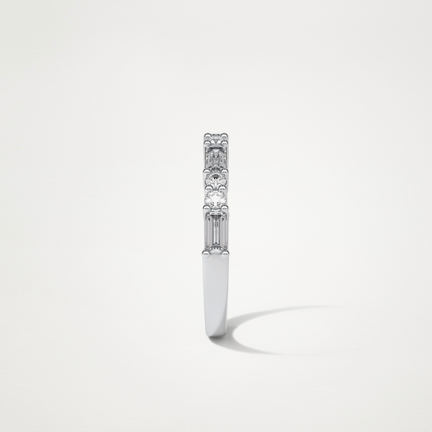0.64 TCW Baguette and Round Half Eternity Wedding Band – Solid Gold Elegant and Timeless Design