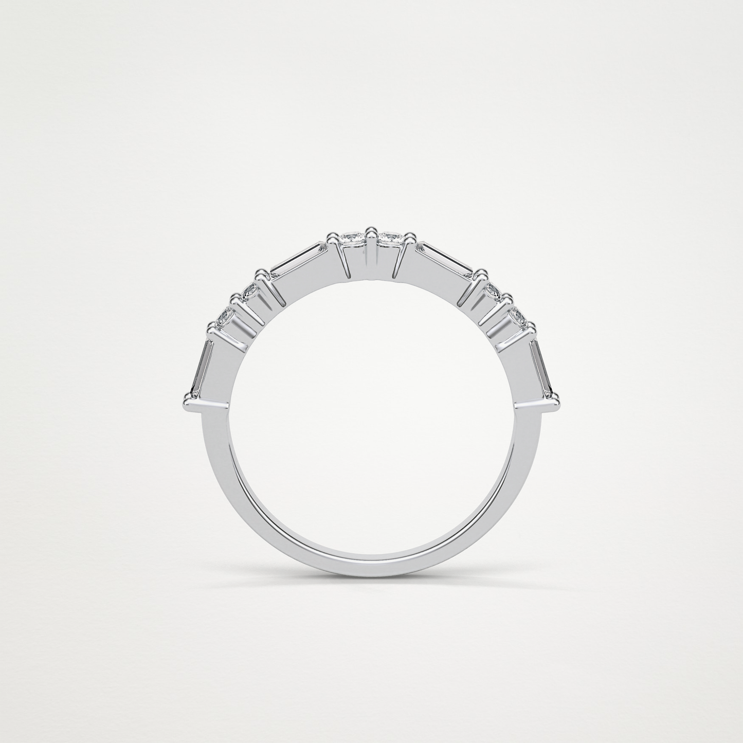 0.64 TCW Baguette and Round Half Eternity Wedding Band – Solid Gold Elegant and Timeless Design