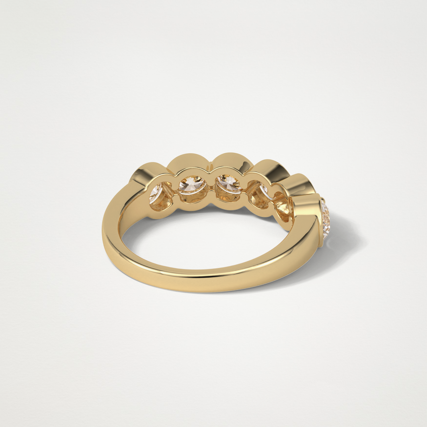 1.36 TCW Round Bezel Half Eternity Wedding Band – Solid Gold Elegant and Timeless Design