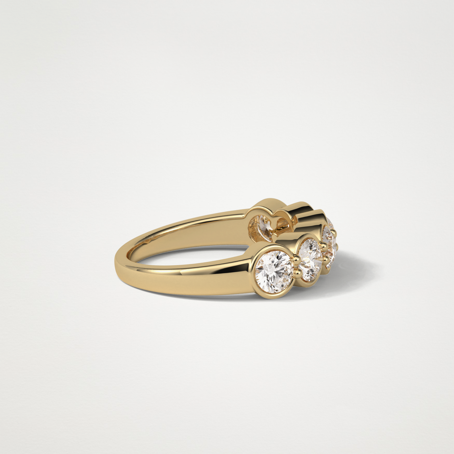 1.36 TCW Round Bezel Half Eternity Wedding Band – Solid Gold Elegant and Timeless Design