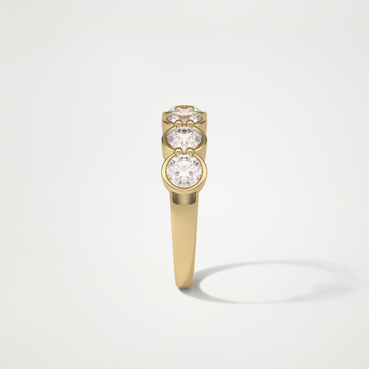 1.36 TCW Round Bezel Half Eternity Wedding Band – Solid Gold Elegant and Timeless Design