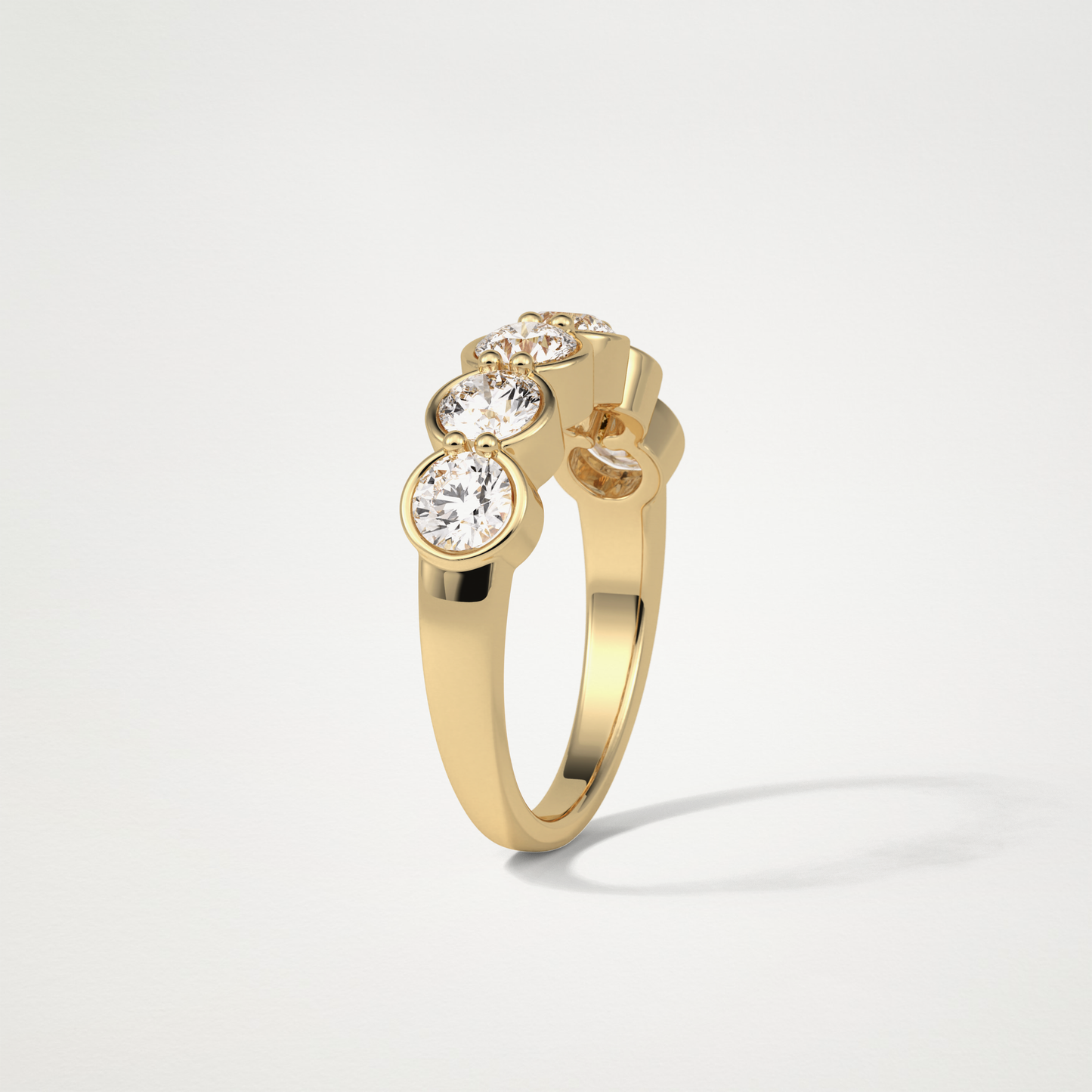1.36 TCW Round Bezel Half Eternity Wedding Band – Solid Gold Elegant and Timeless Design