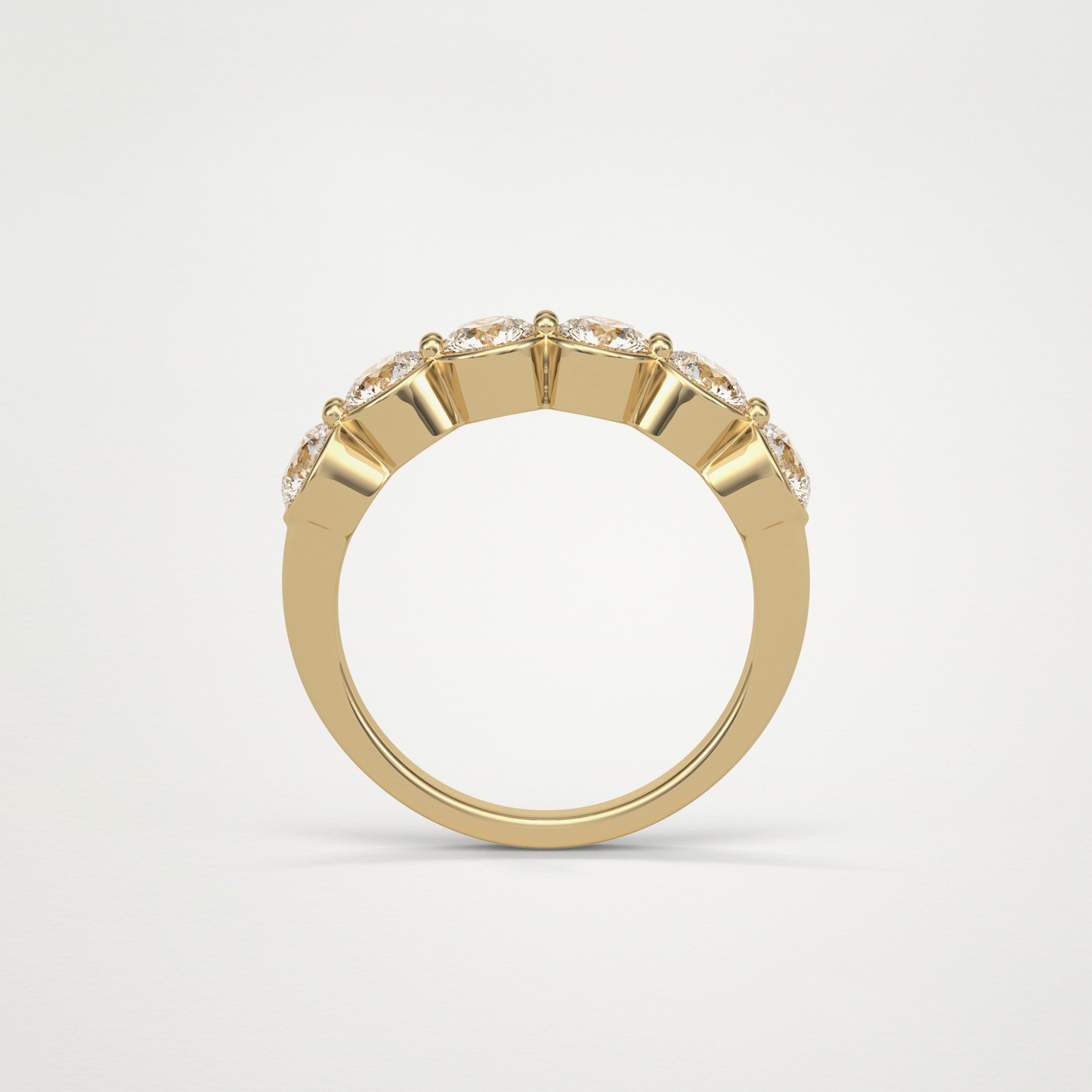 1.36 TCW Round Bezel Half Eternity Wedding Band – Solid Gold Elegant and Timeless Design