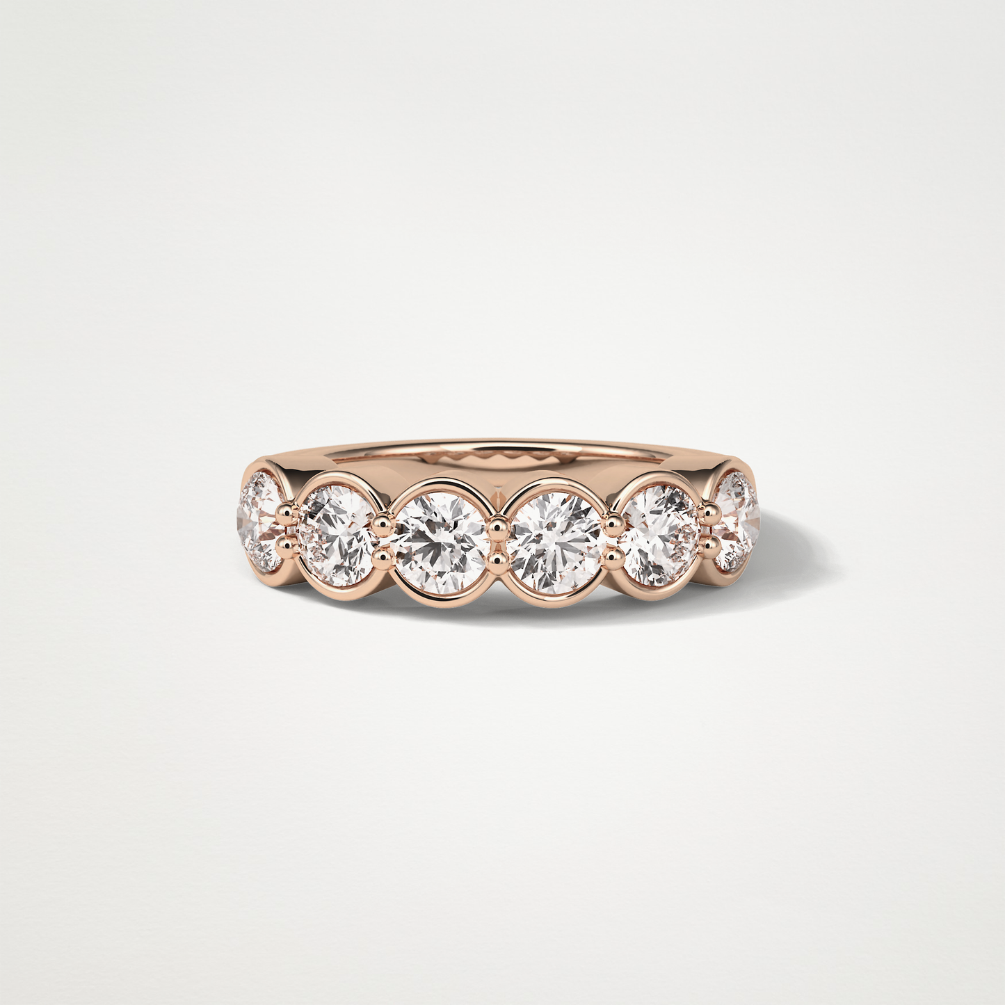 1.36 TCW Round Bezel Half Eternity Wedding Band – Solid Gold Elegant and Timeless Design