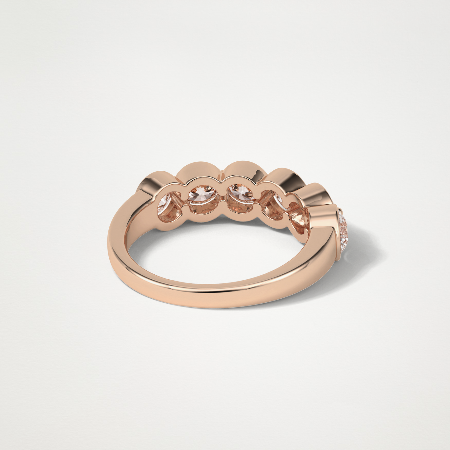 1.36 TCW Round Bezel Half Eternity Wedding Band – Solid Gold Elegant and Timeless Design