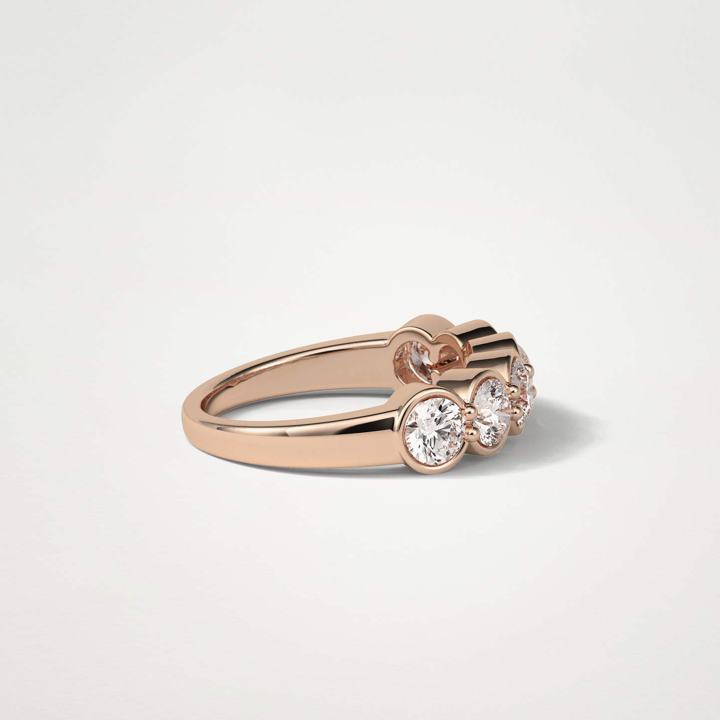 1.36 TCW Round Bezel Half Eternity Wedding Band – Solid Gold Elegant and Timeless Design