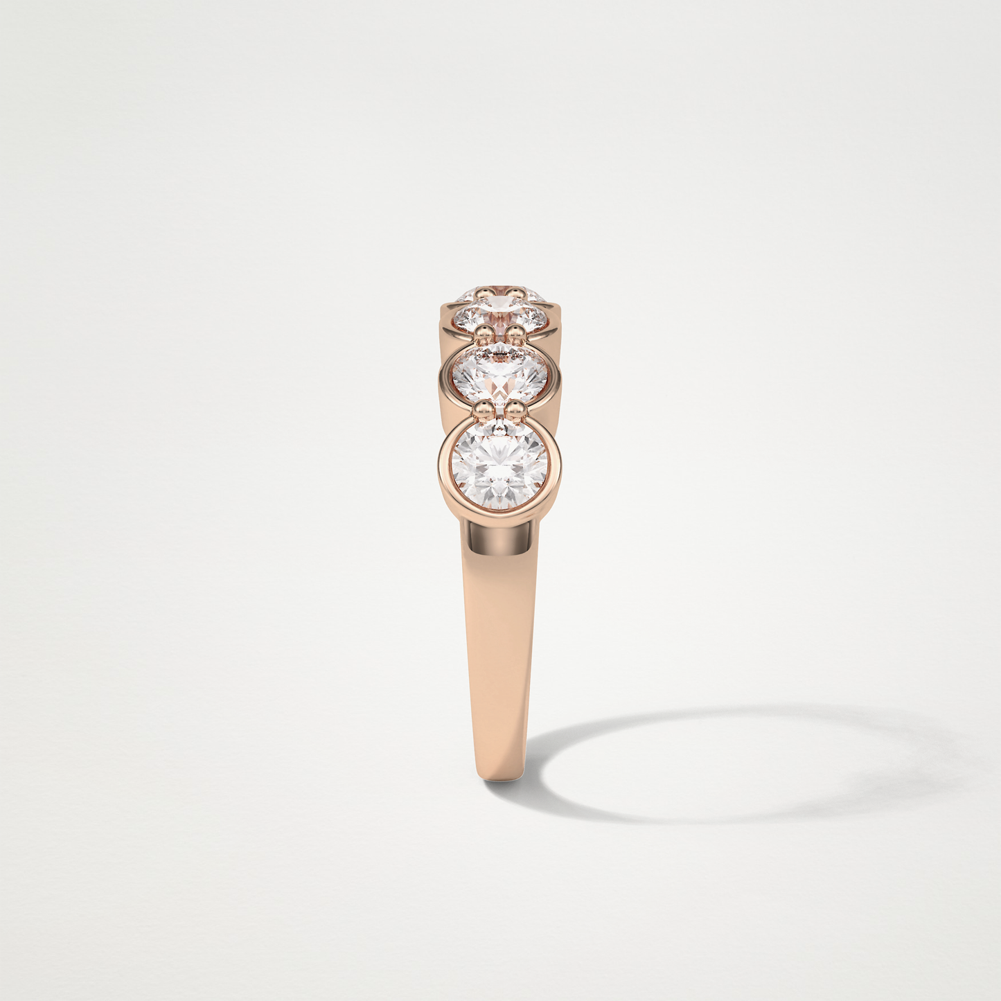 1.36 TCW Round Bezel Half Eternity Wedding Band – Solid Gold Elegant and Timeless Design