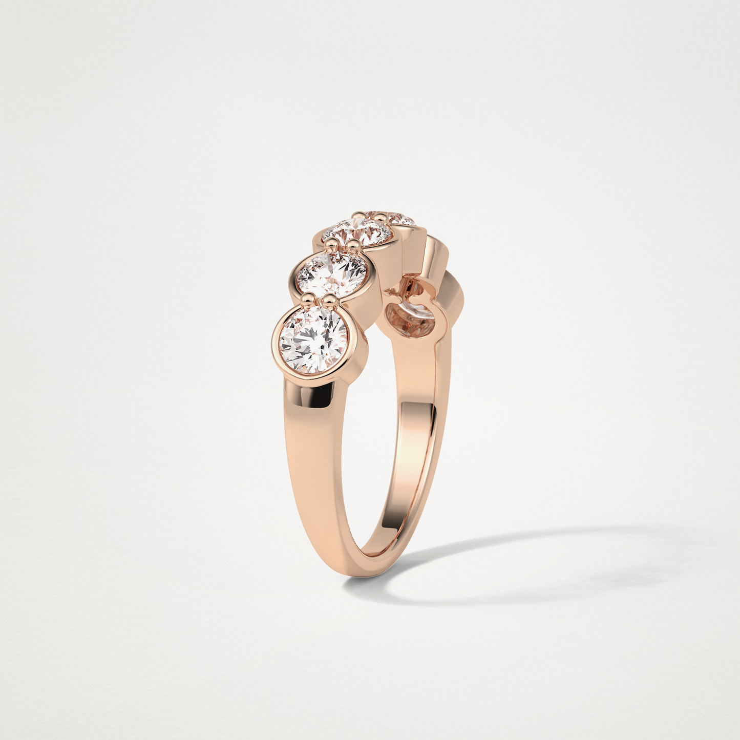 1.36 TCW Round Bezel Half Eternity Wedding Band – Solid Gold Elegant and Timeless Design