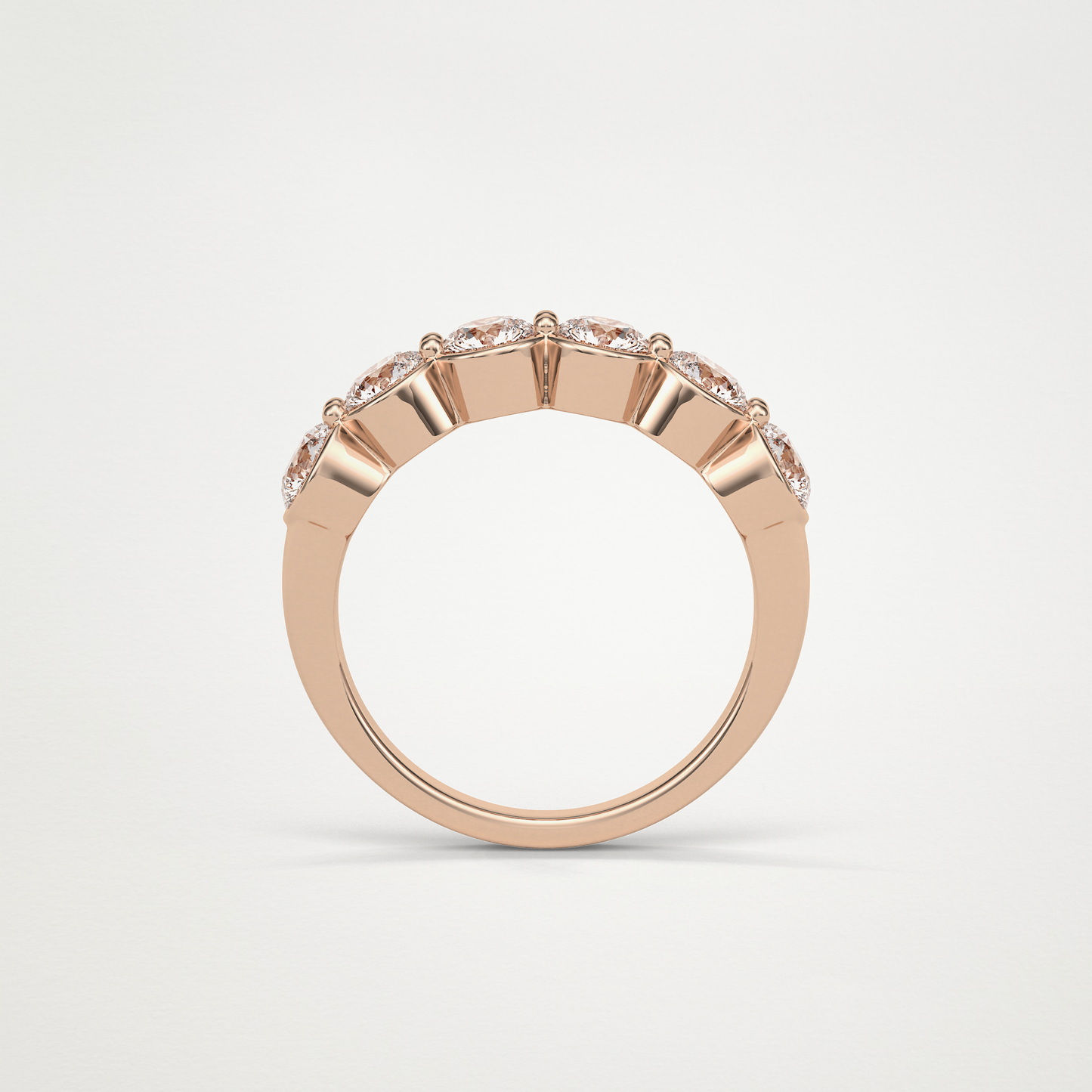 1.36 TCW Round Bezel Half Eternity Wedding Band – Solid Gold Elegant and Timeless Design