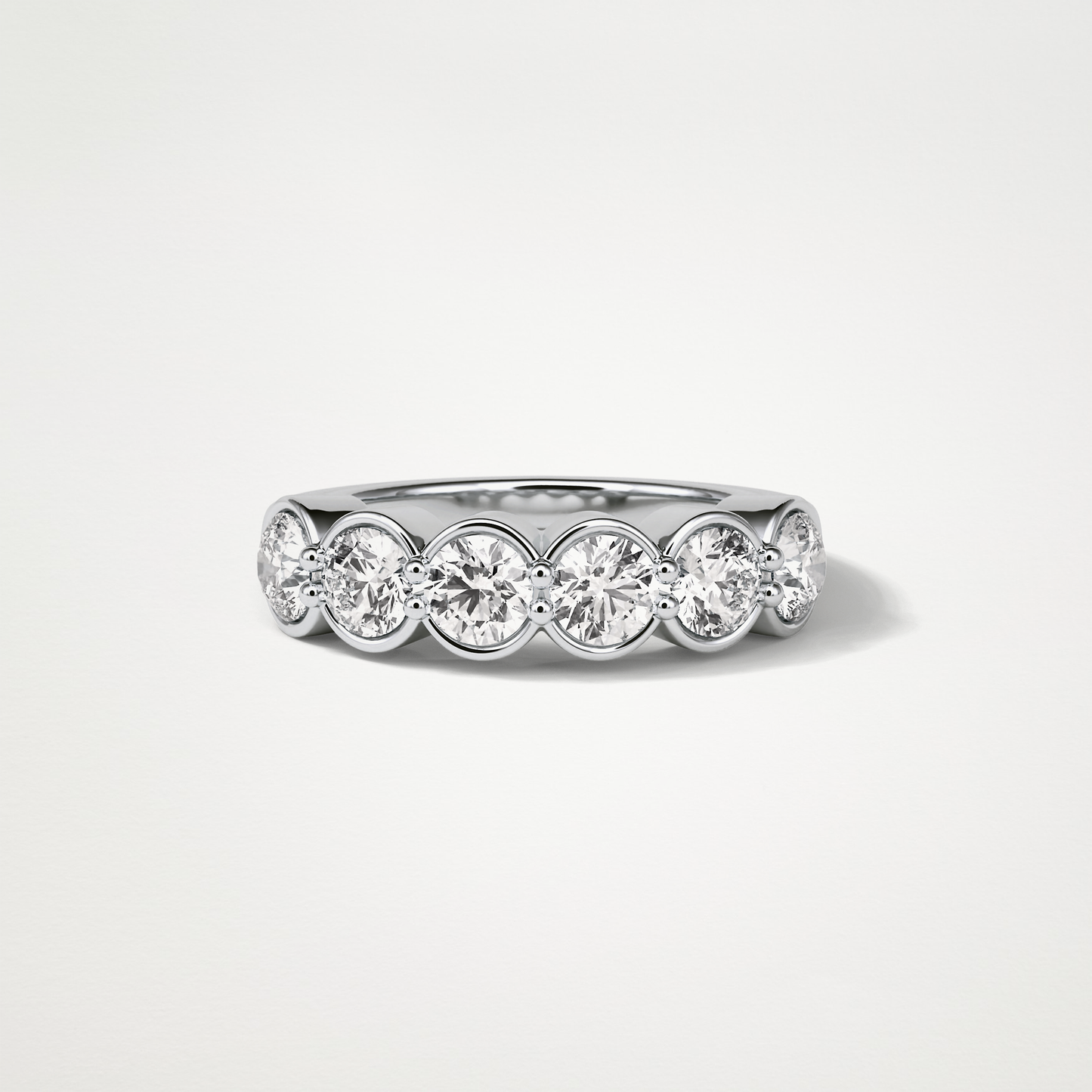 1.36 TCW Round Bezel Half Eternity Wedding Band – Solid Gold Elegant and Timeless Design