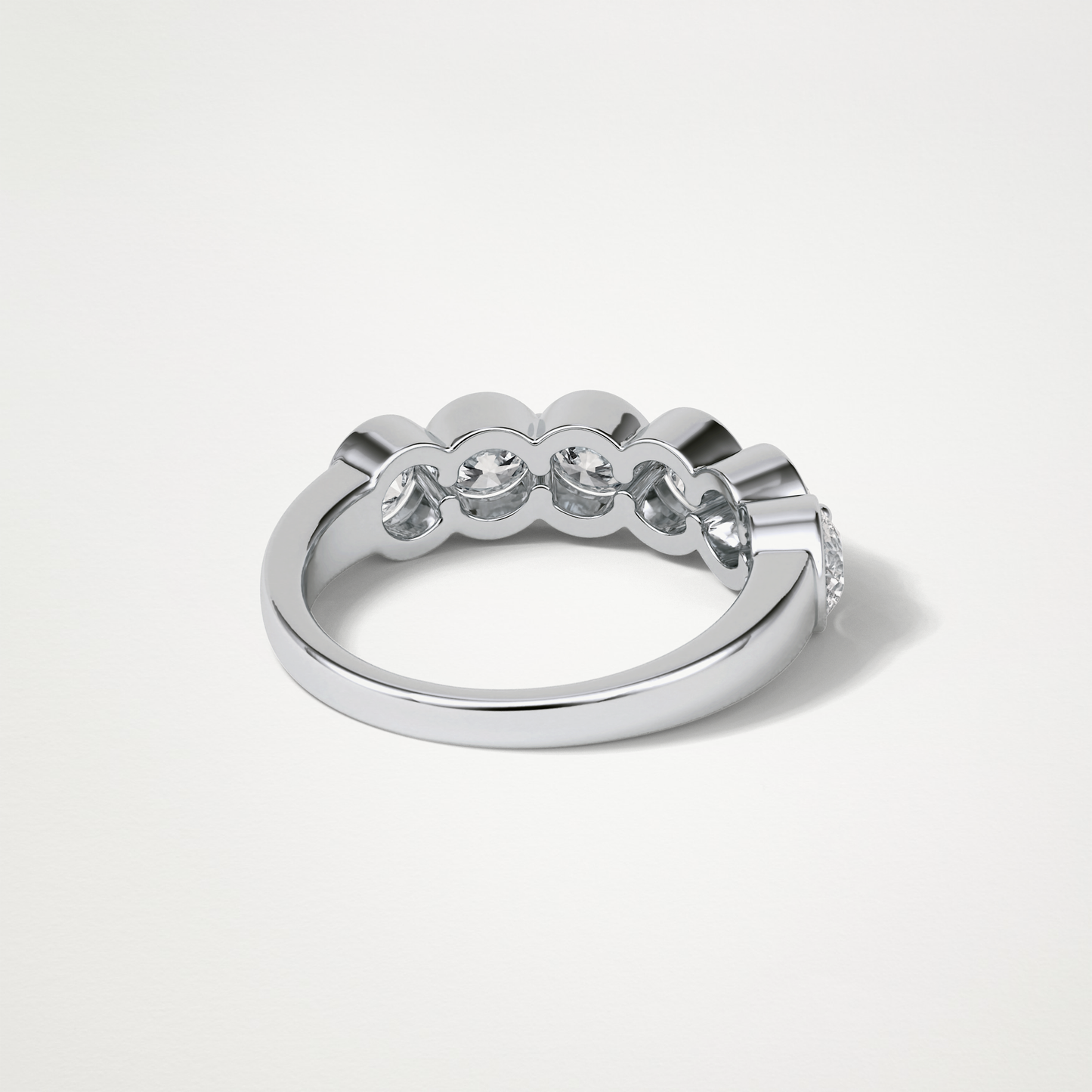 1.36 TCW Round Bezel Half Eternity Wedding Band – Solid Gold Elegant and Timeless Design