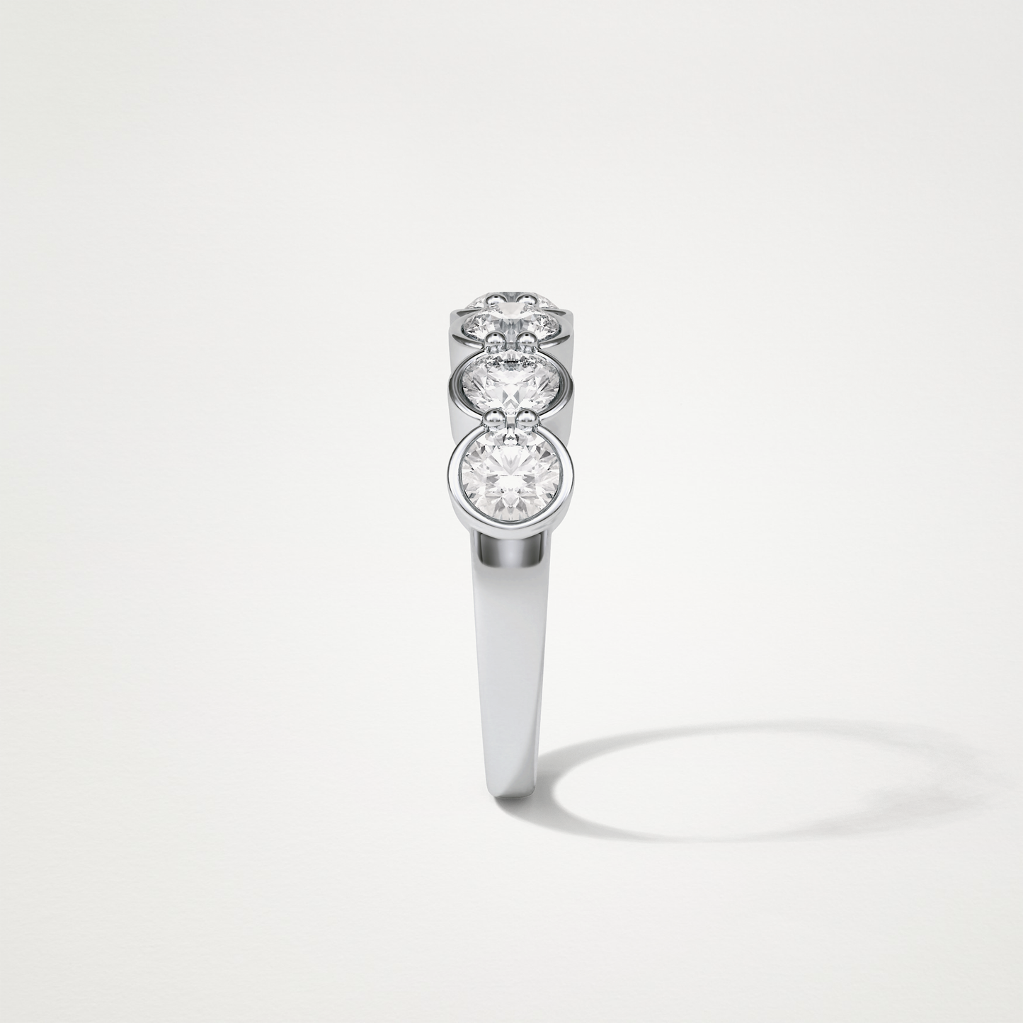 1.36 TCW Round Bezel Half Eternity Wedding Band – Solid Gold Elegant and Timeless Design