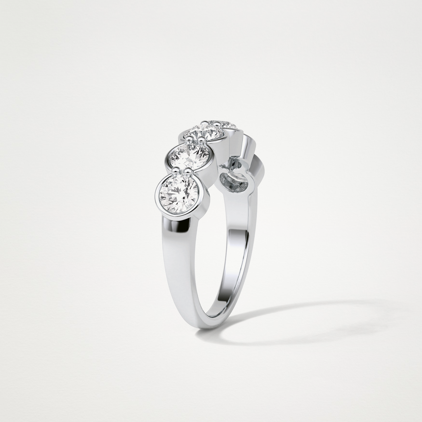 1.36 TCW Round Bezel Half Eternity Wedding Band – Solid Gold Elegant and Timeless Design