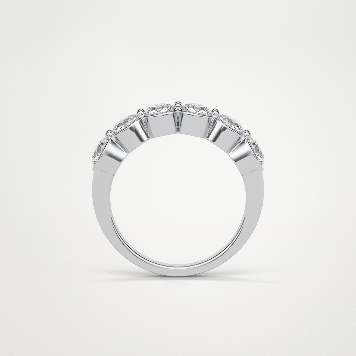 1.36 TCW Round Bezel Half Eternity Wedding Band – Solid Gold Elegant and Timeless Design