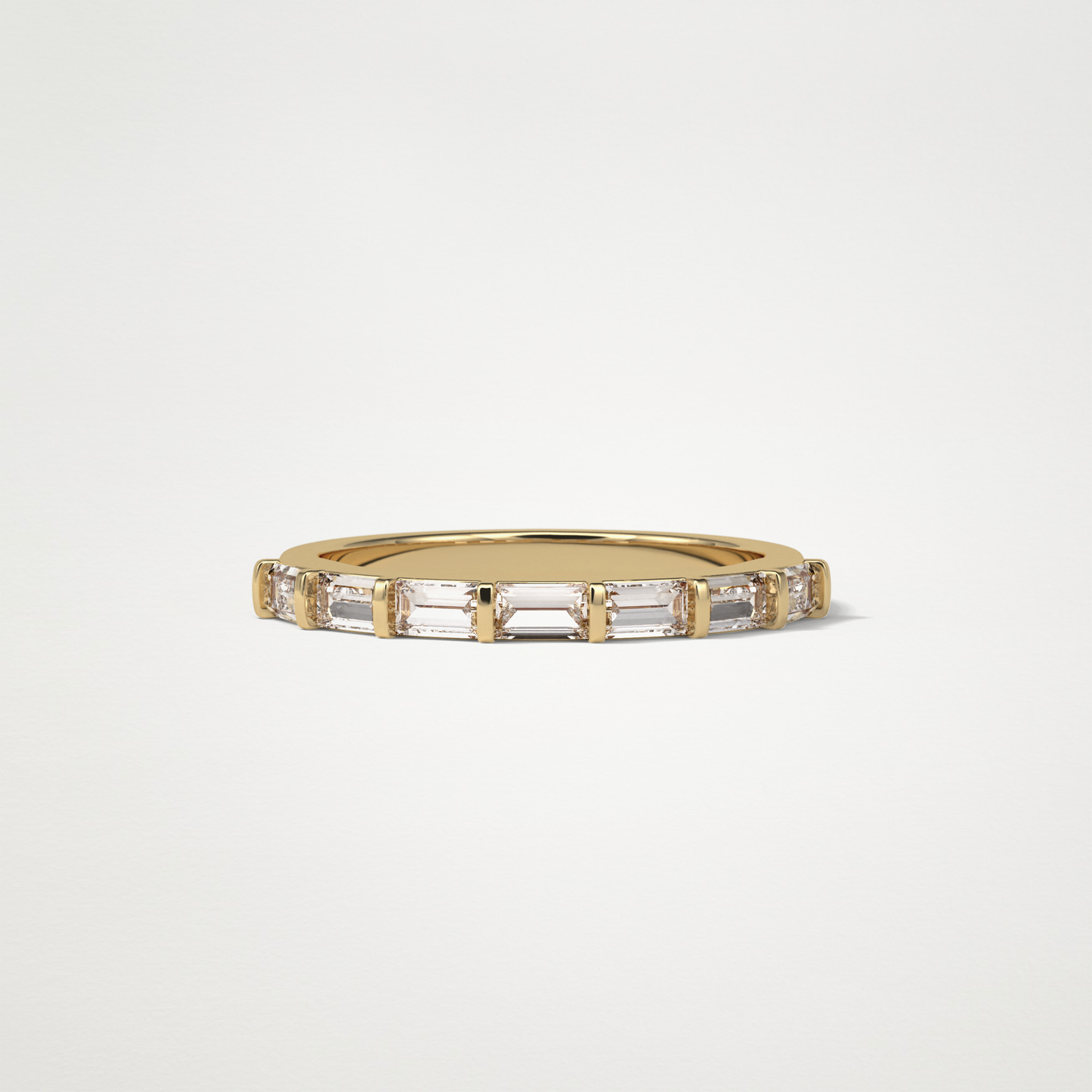 0.56 TCW Baguette Half Eternity Wedding Band – Solid Gold Elegant and Timeless Design