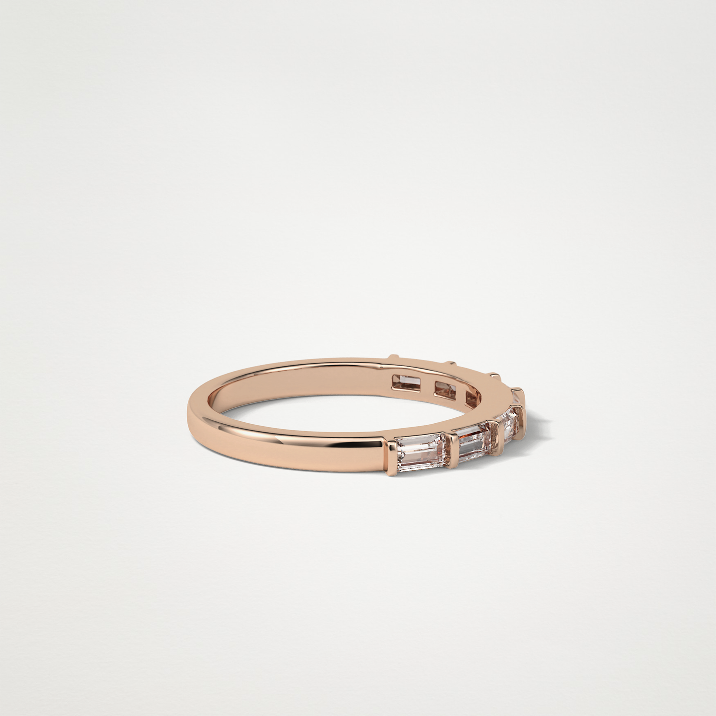 0.56 TCW Baguette Half Eternity Wedding Band – Solid Gold Elegant and Timeless Design