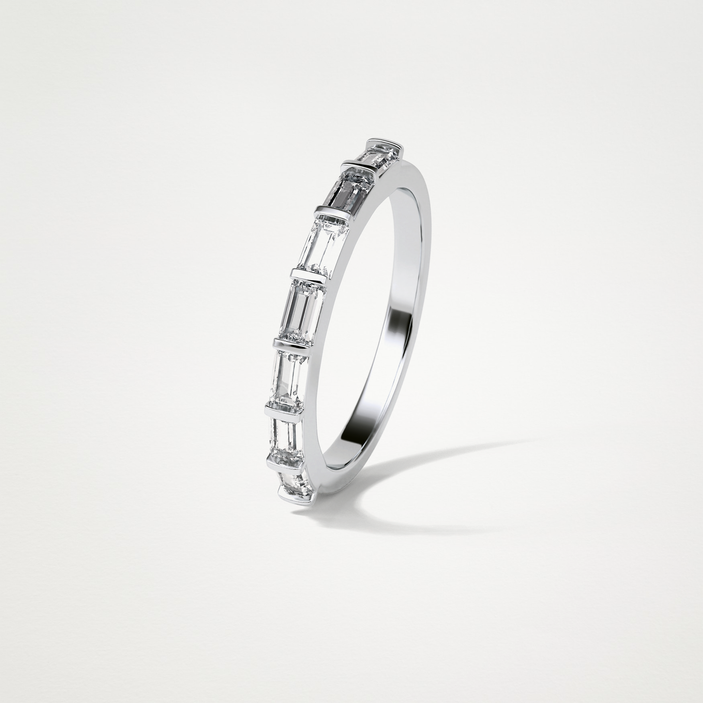 0.56 TCW Baguette Half Eternity Wedding Band – Solid Gold Elegant and Timeless Design
