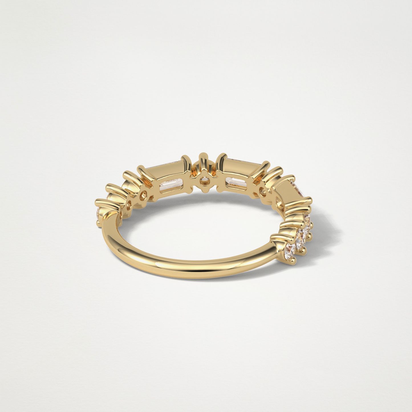 1.28 TCW Emerald and Round Half Eternity Wedding Band – Solid Gold Elegant and Timeless Design
