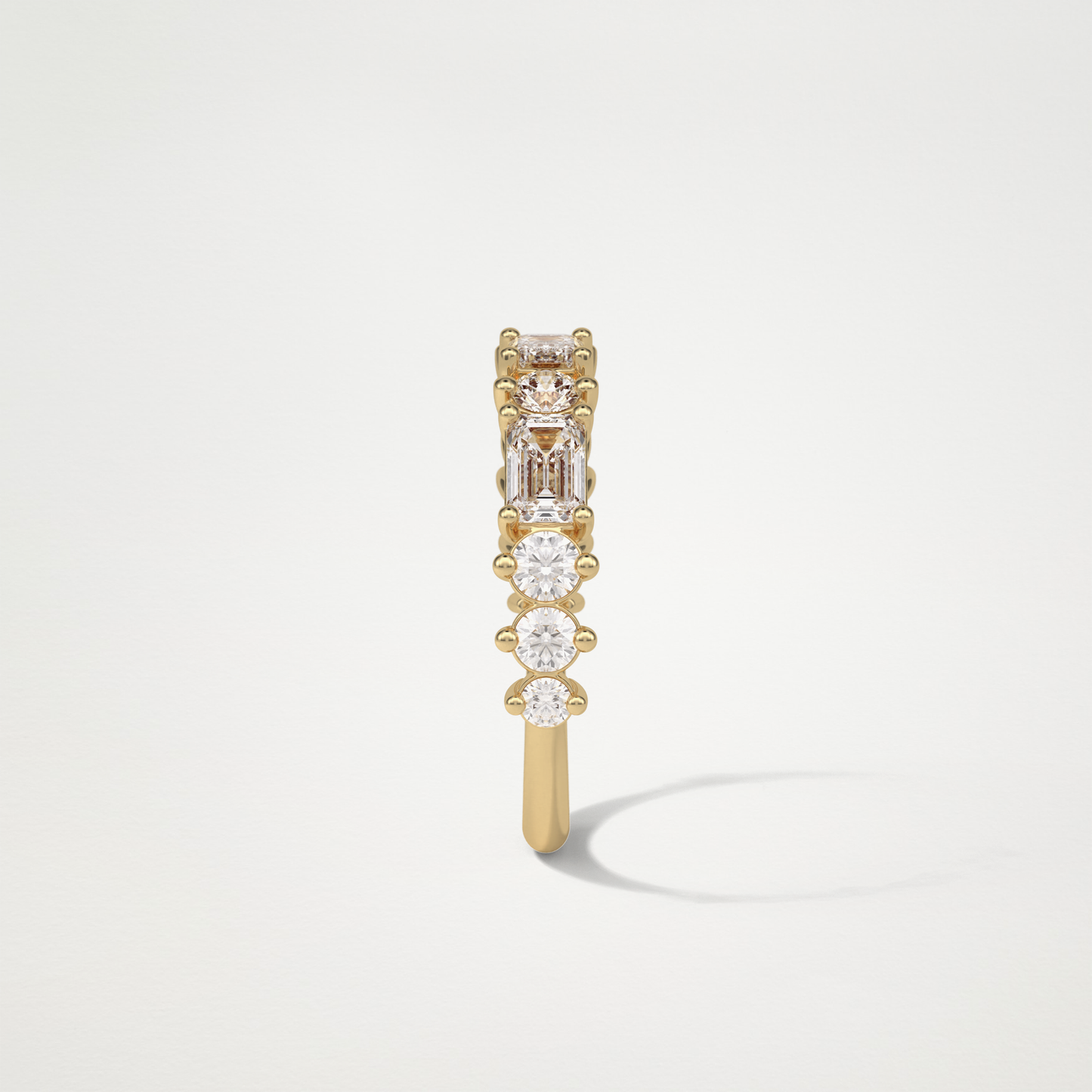 1.28 TCW Emerald and Round Half Eternity Wedding Band – Solid Gold Elegant and Timeless Design