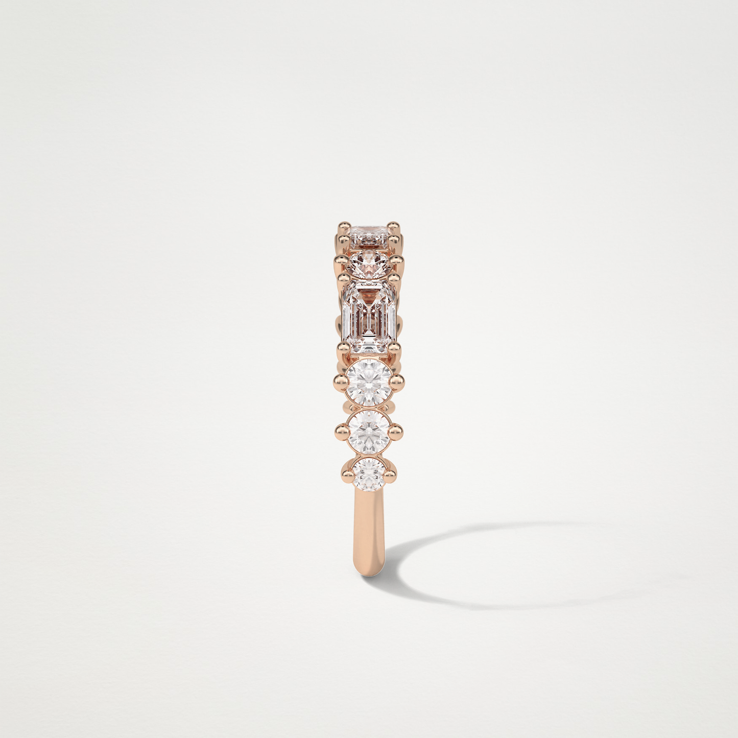 1.28 TCW Emerald and Round Half Eternity Wedding Band – Solid Gold Elegant and Timeless Design