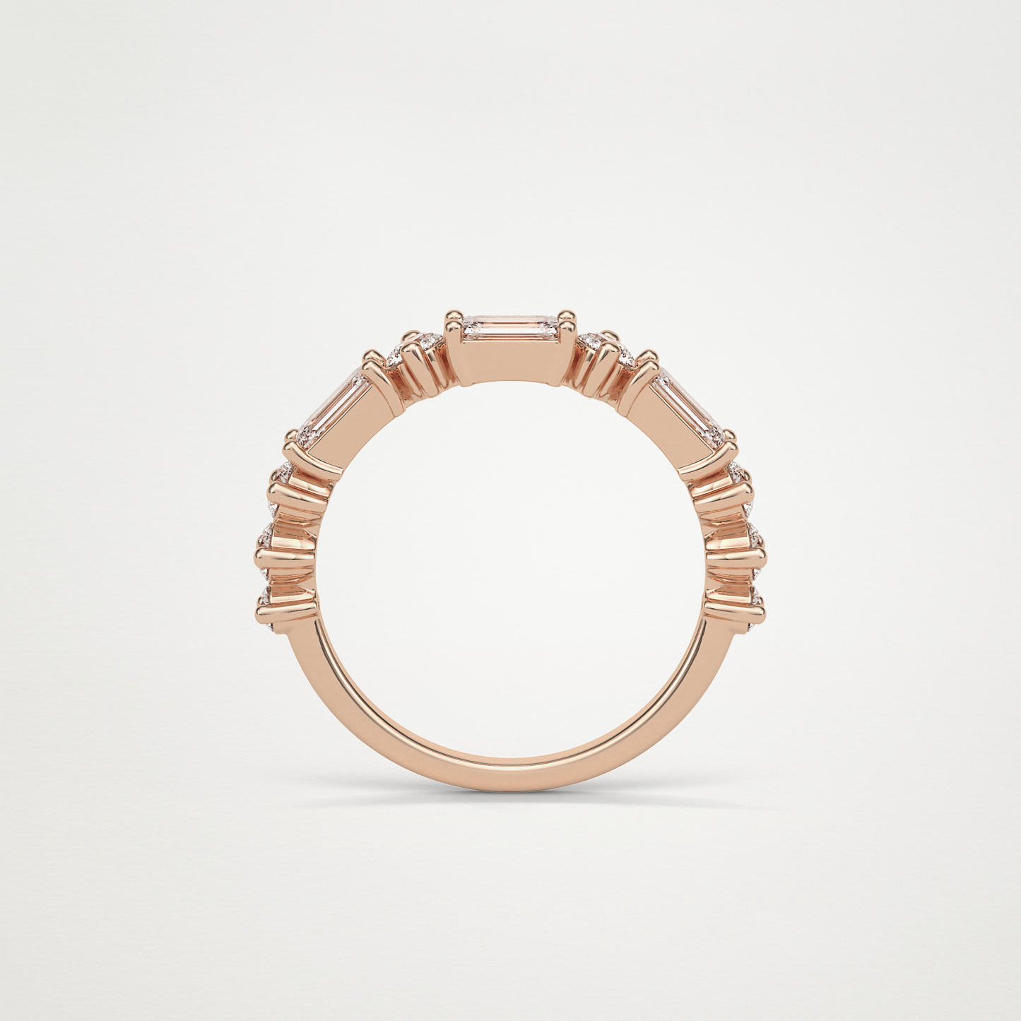 1.28 TCW Emerald and Round Half Eternity Wedding Band – Solid Gold Elegant and Timeless Design